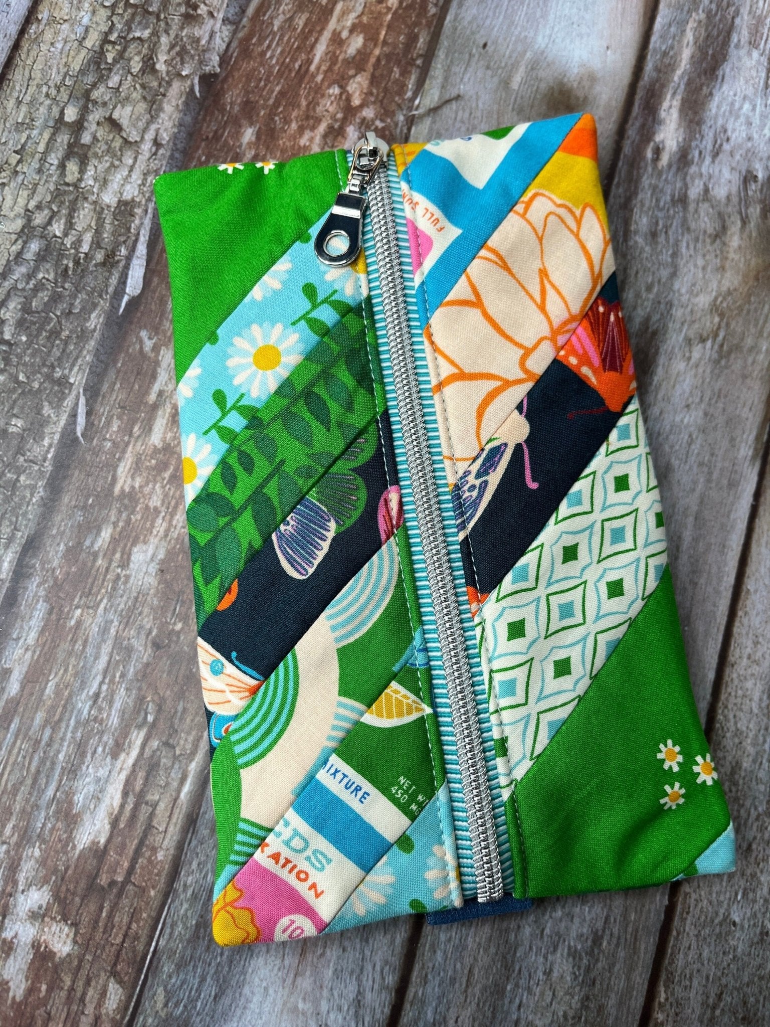 Green Blue Orange Patchwork Notebook Pencil Case - Uphouse Crafts