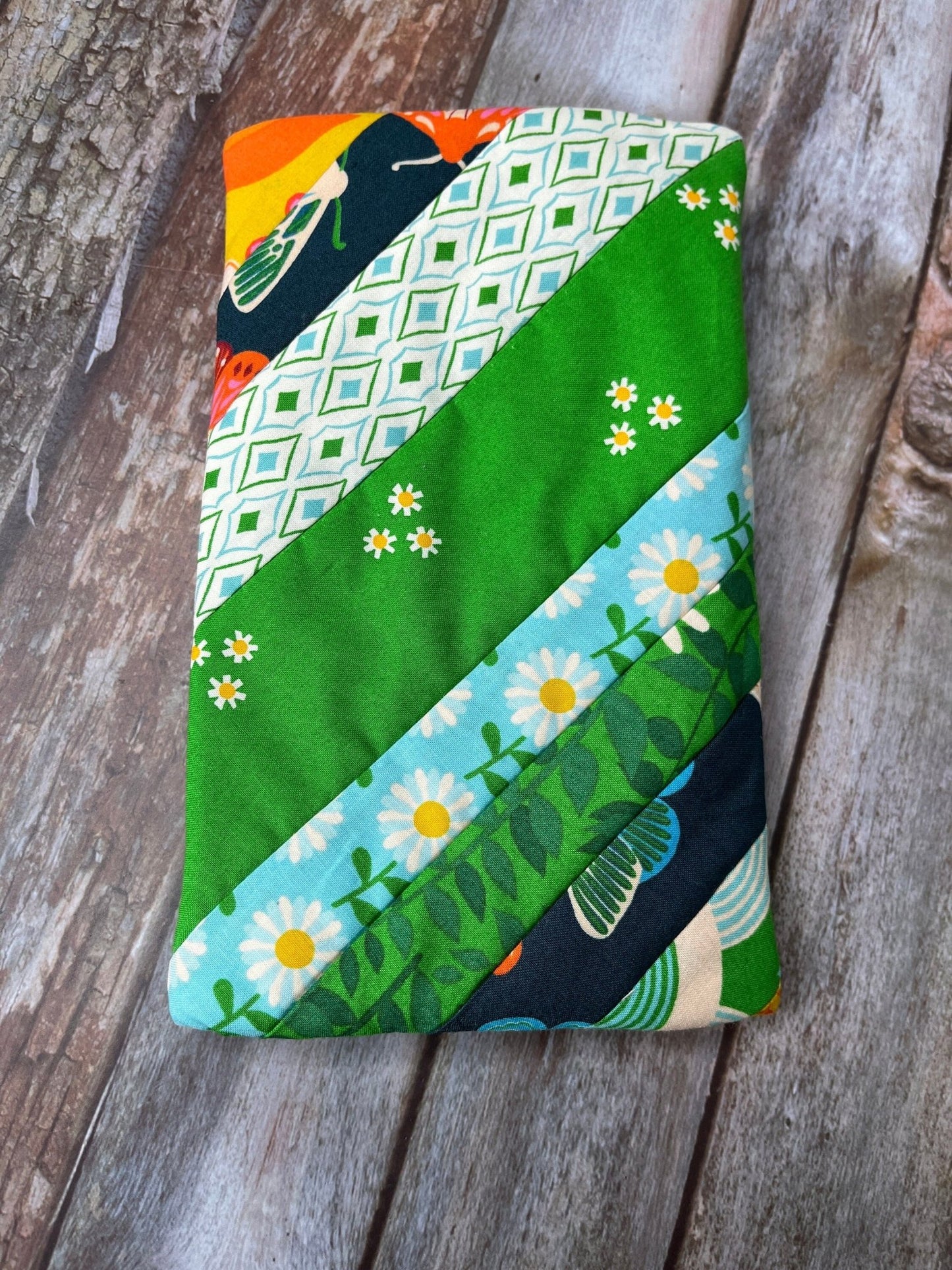 Green Blue Orange Patchwork Notebook Pencil Case - Uphouse Crafts