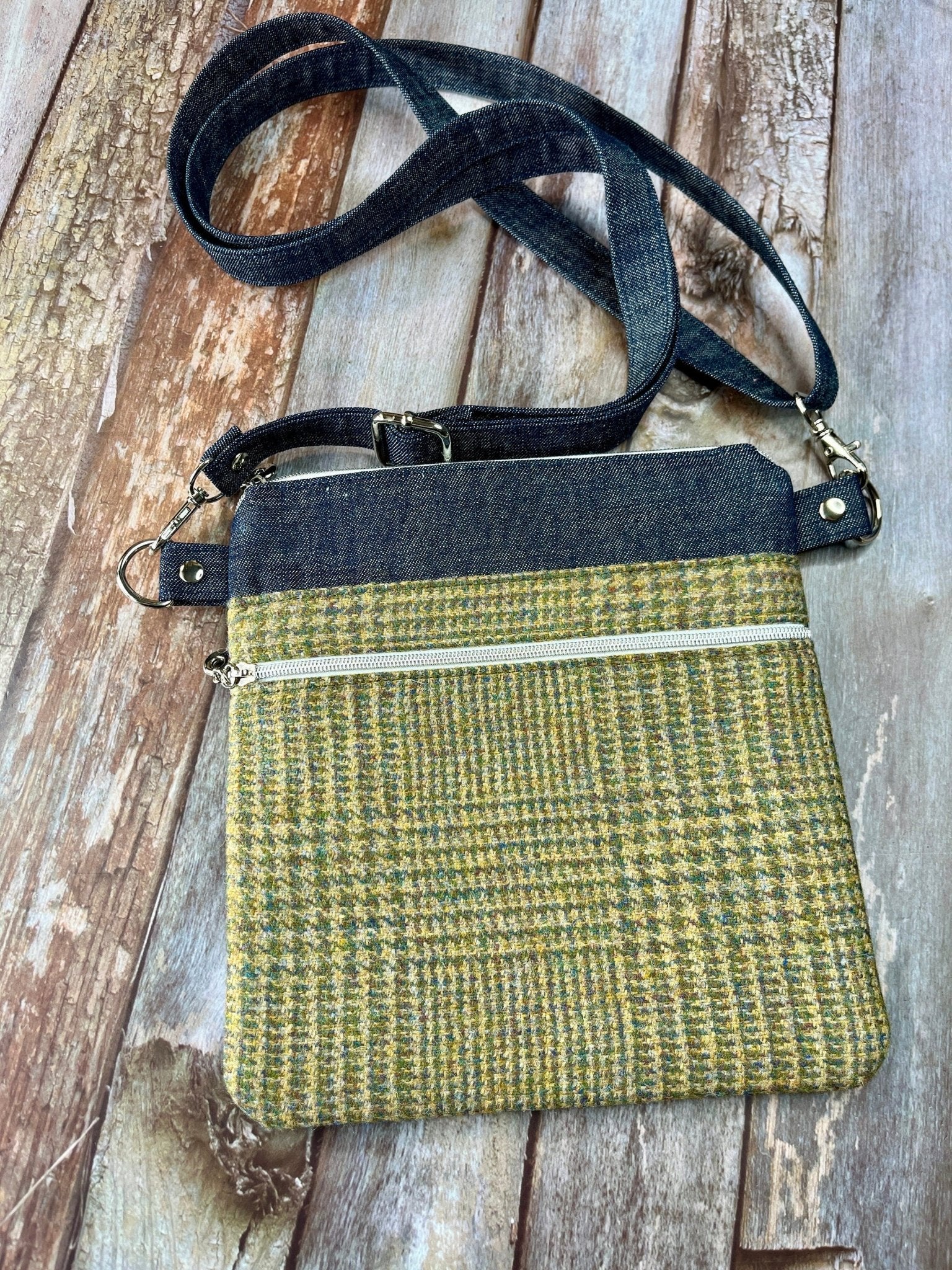 Green Wool Tweed Crossbody Bag - Uphouse Crafts