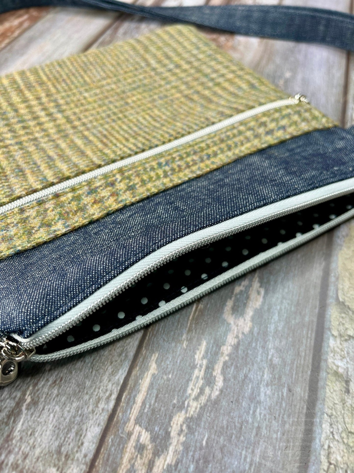 Green Wool Tweed Crossbody Bag - Uphouse Crafts