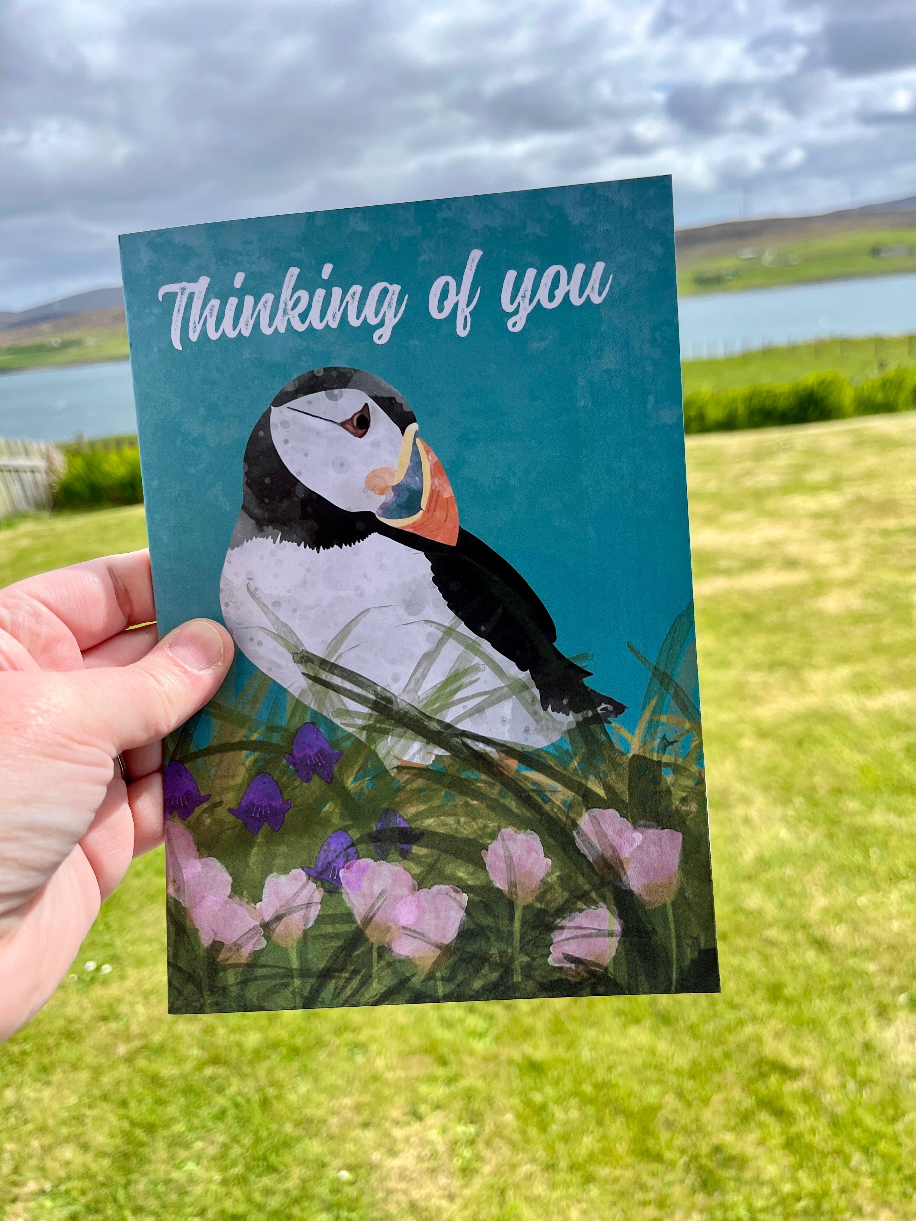 Greetings Card | Blue Bell Puffin - Personalised Birthday Card, Anniversary Card - Uphouse Crafts