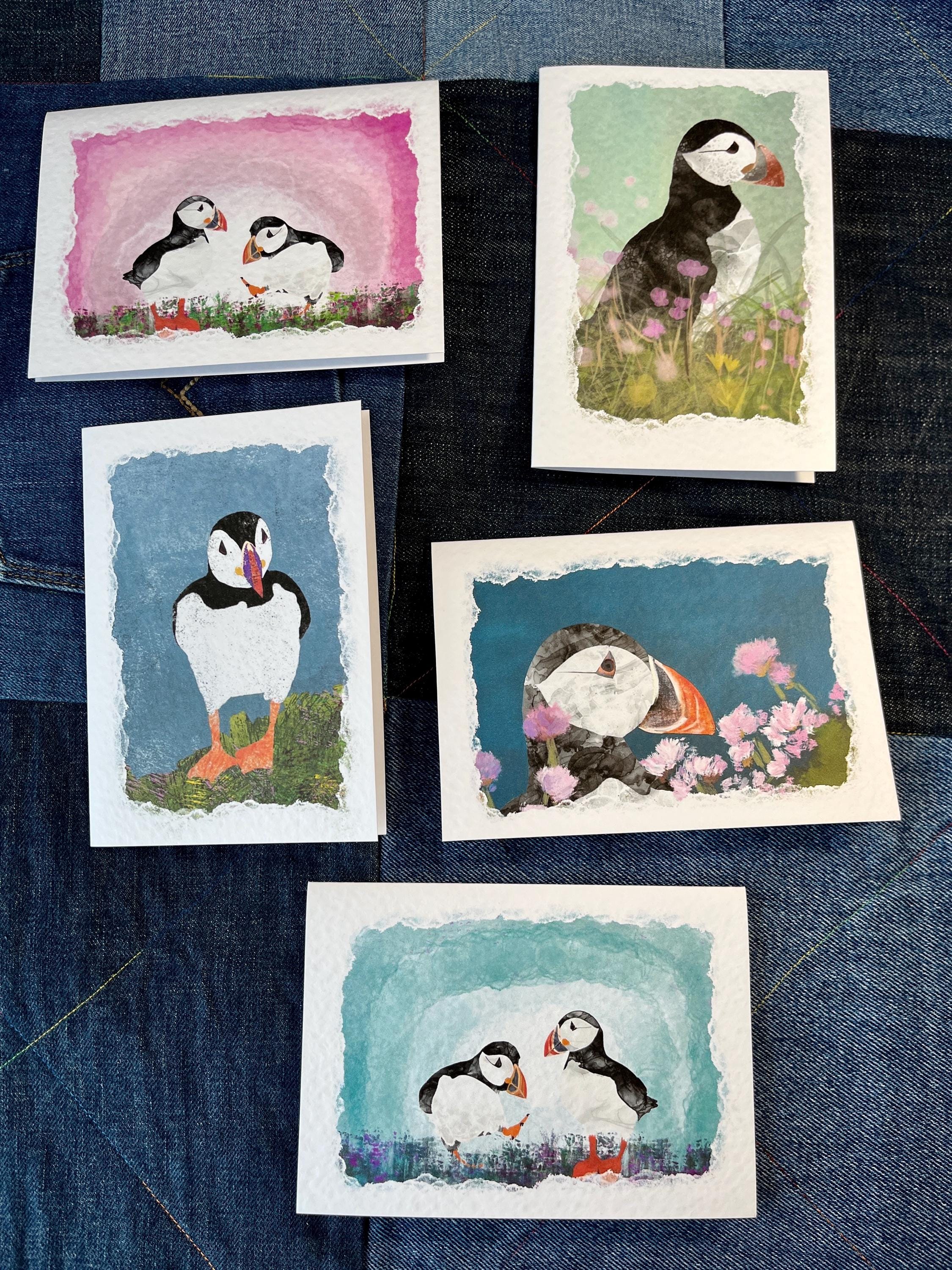 Greetings Card | Puffin - Set of 5 Notecards - Uphouse Crafts