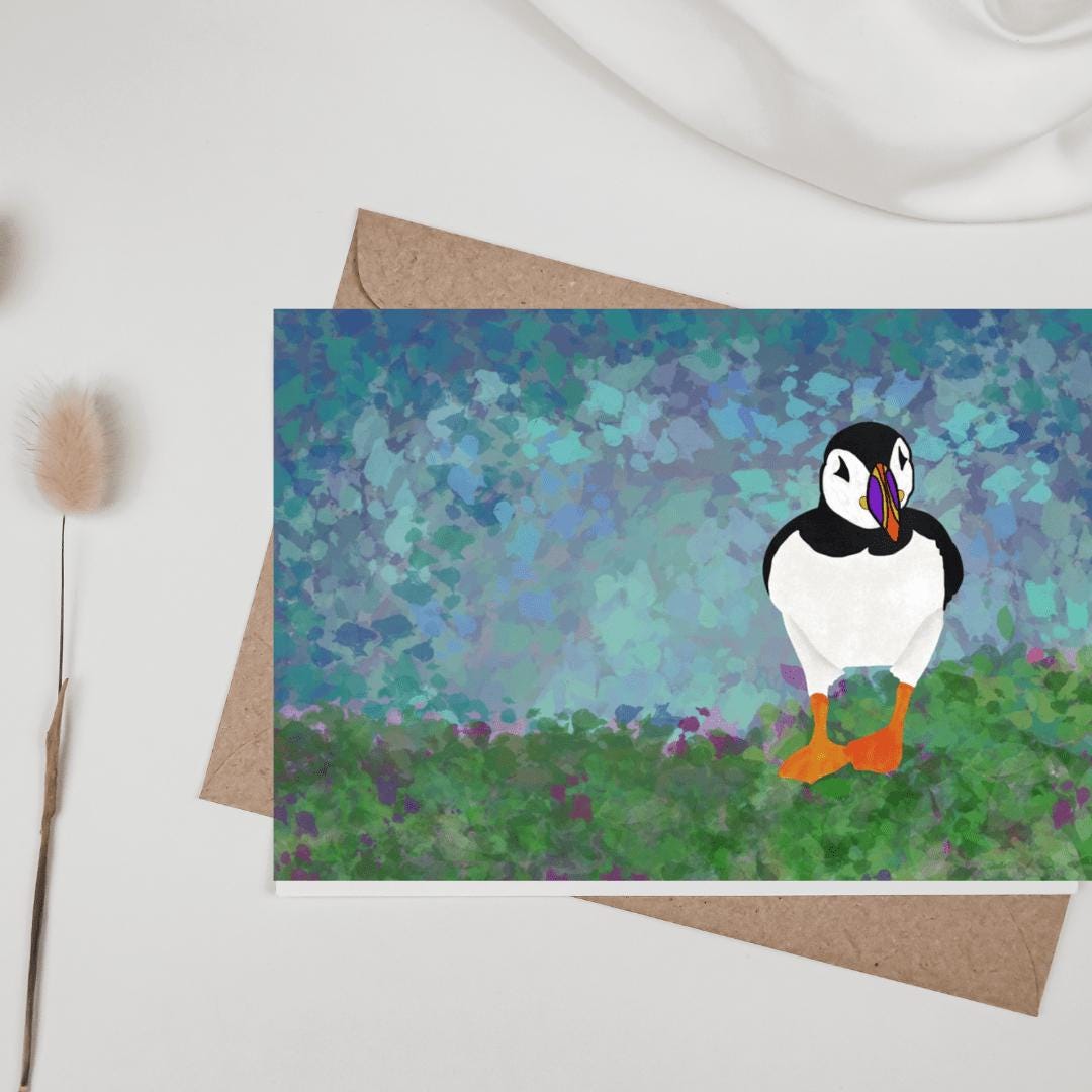 Greetings Card | Puffin - Set of 5 Notecards - Uphouse Crafts