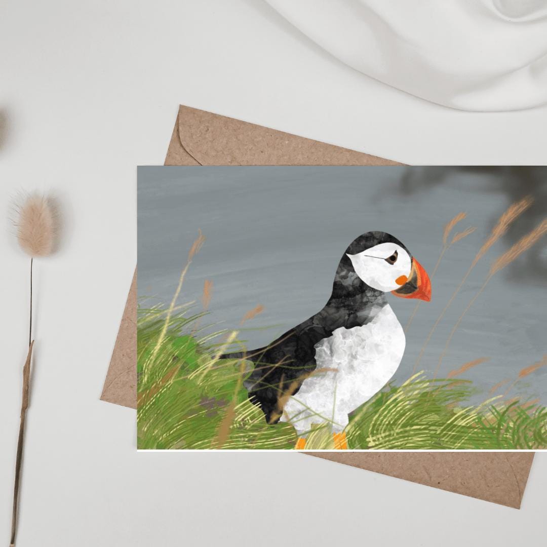 Greetings Card | Puffin - Set of 5 Notecards - Uphouse Crafts