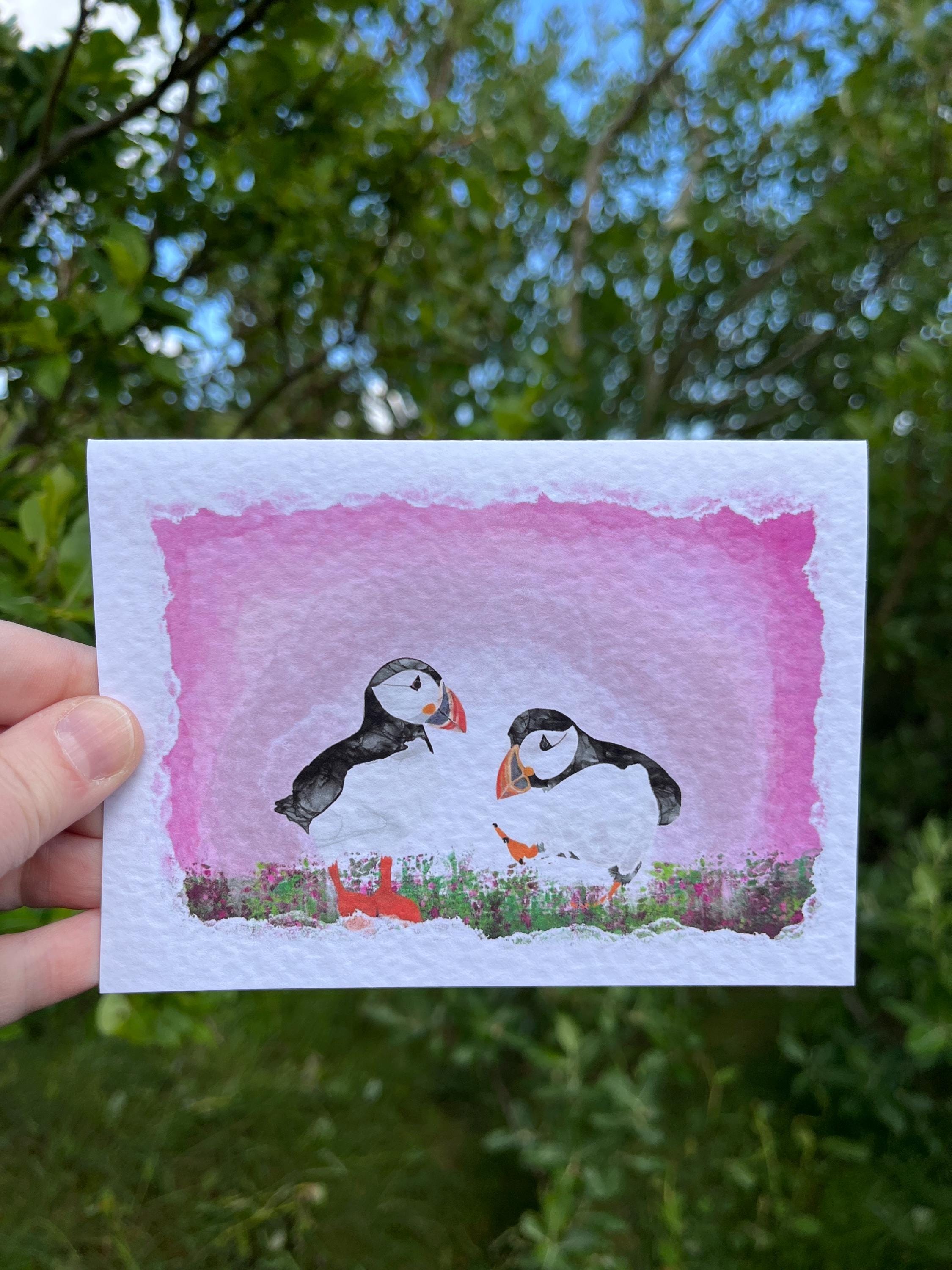 Greetings Card | Puffin - Set of 5 Notecards - Uphouse Crafts