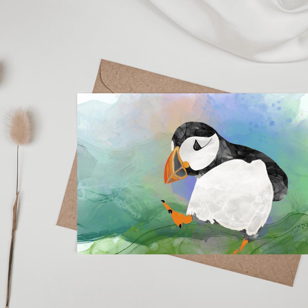 Greetings Card | Puffin - Set of 5 Notecards - Uphouse Crafts