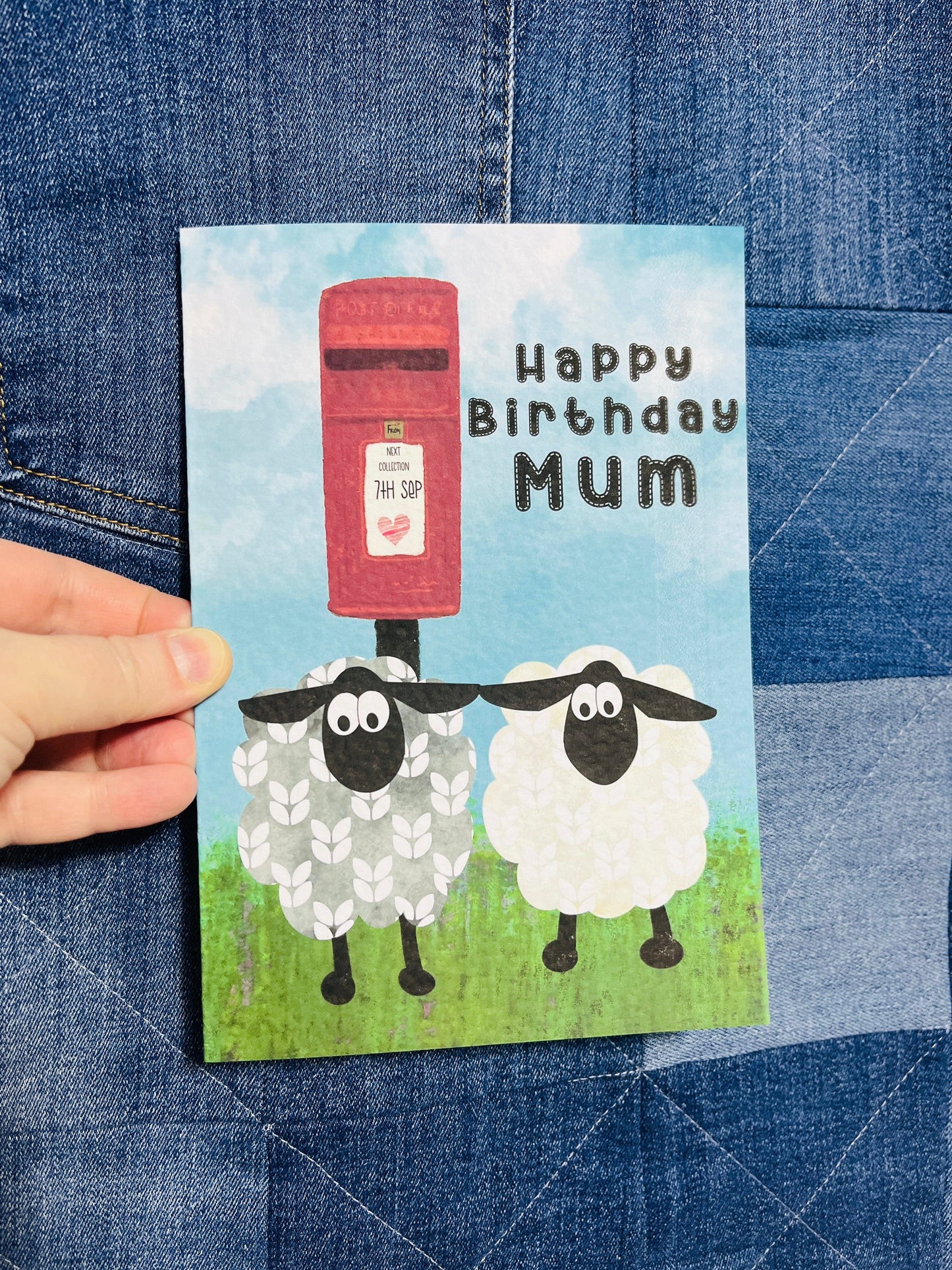 Greetings Card | Sheep Postbox - Personalised Birthday Card, Anniversary Card, Valentines Card Cartoon Sheep