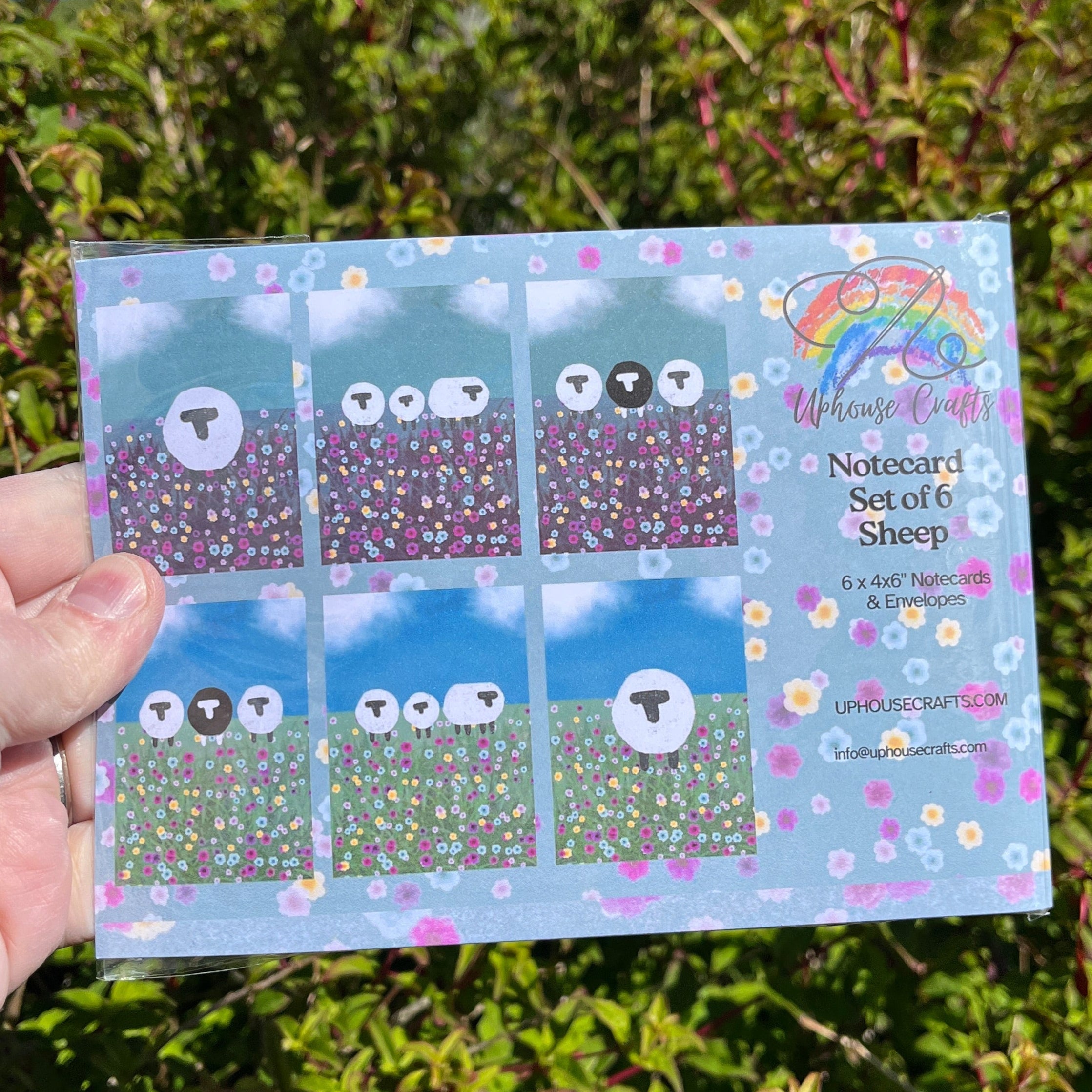 Greetings Card | Shetland - Set of 6 Sheep Notecards | Blue & Teal - Uphouse Crafts