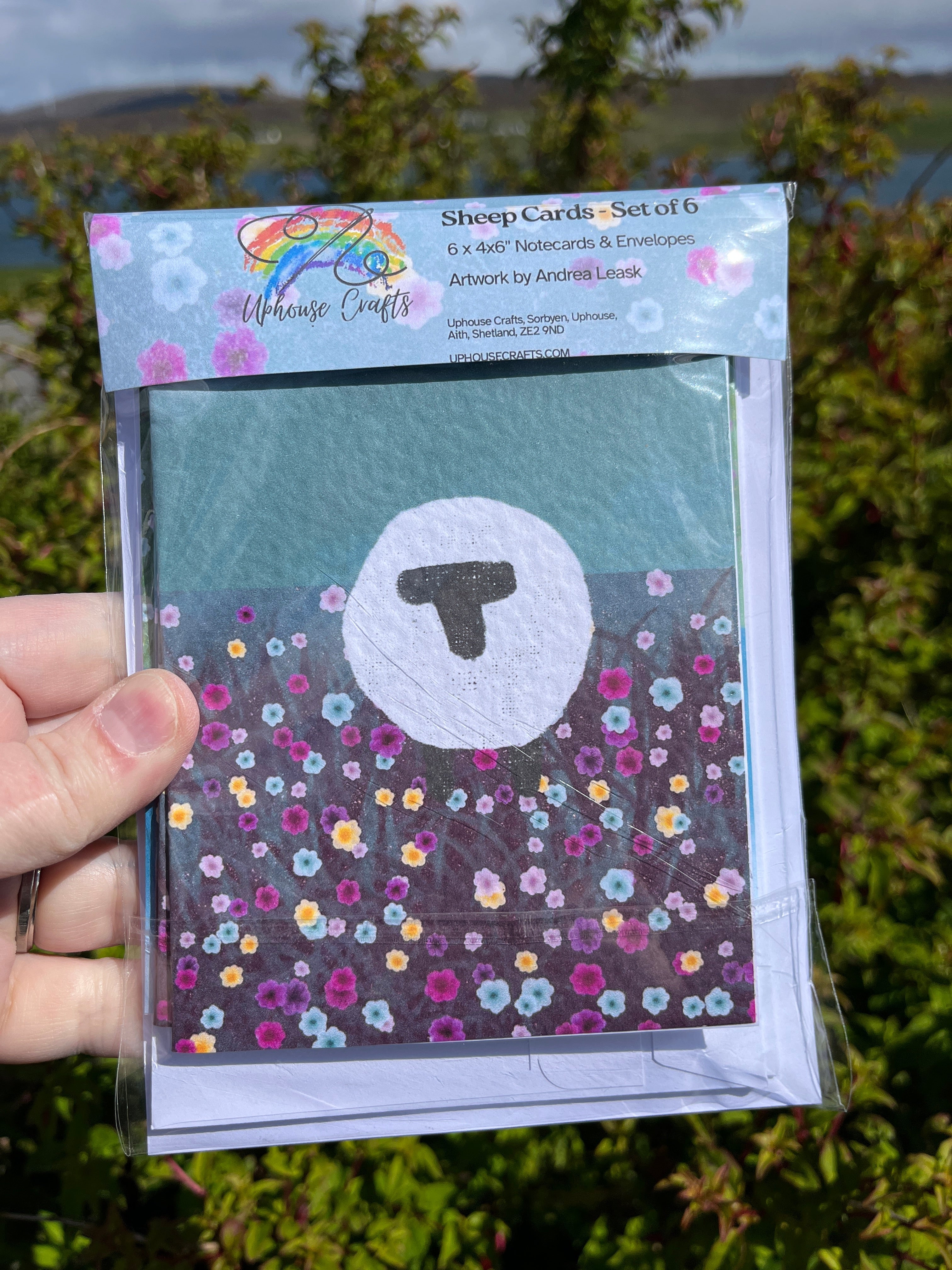 Greetings Card | Shetland - Set of 6 Sheep Notecards | Blue & Teal - Uphouse Crafts