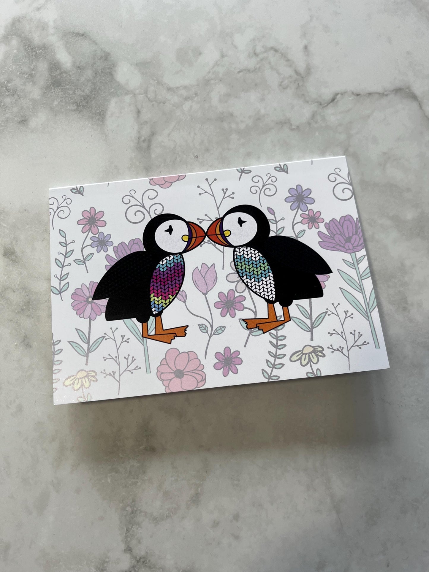 Greetings Card | Wildflower Fair Isle Puffin