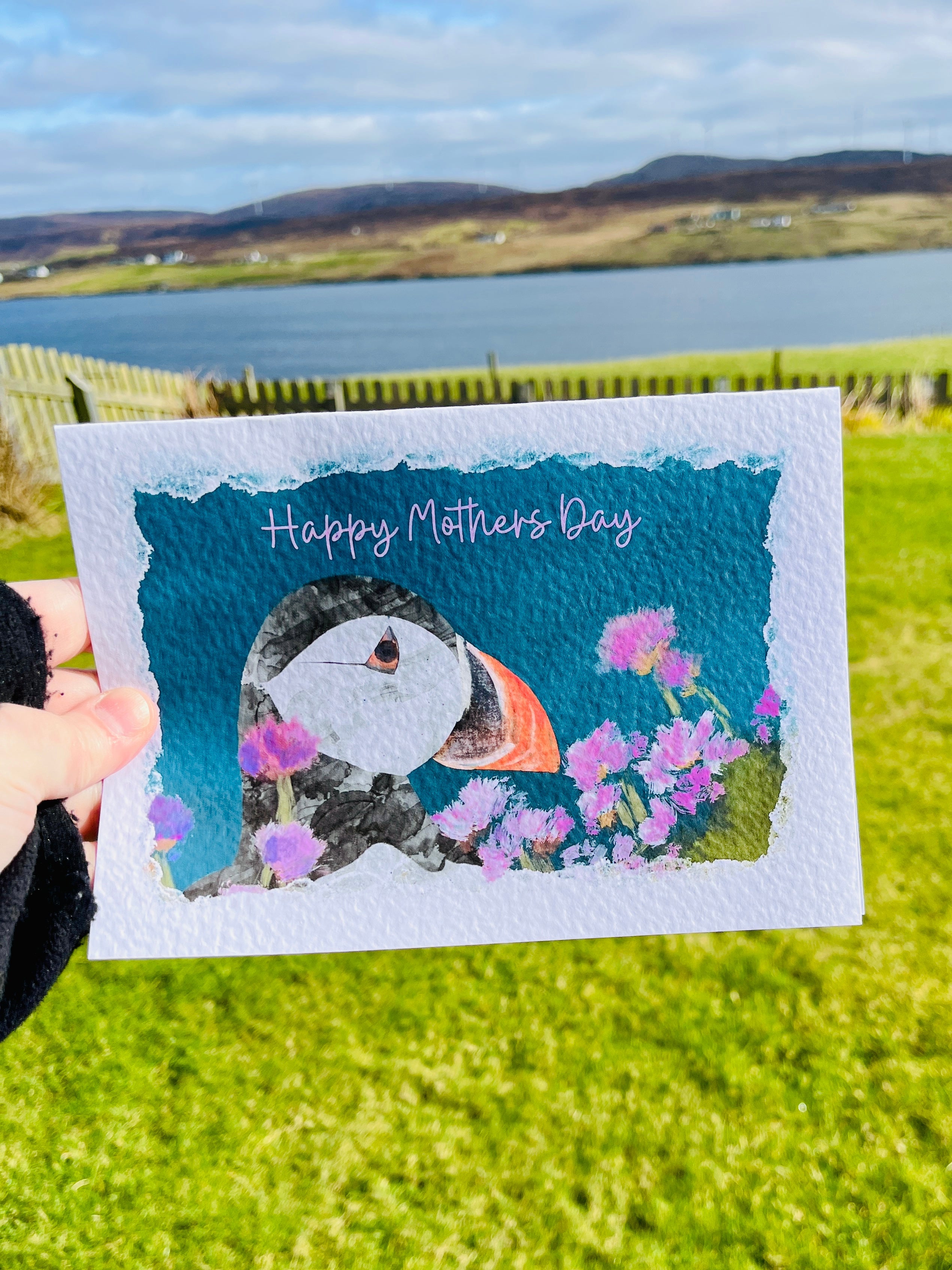 Greetings Card | Wildflower Puffin - Personalised Birthday Card, Anniversary Card, Valentines Card, Mother’s Day Card - Uphouse Crafts