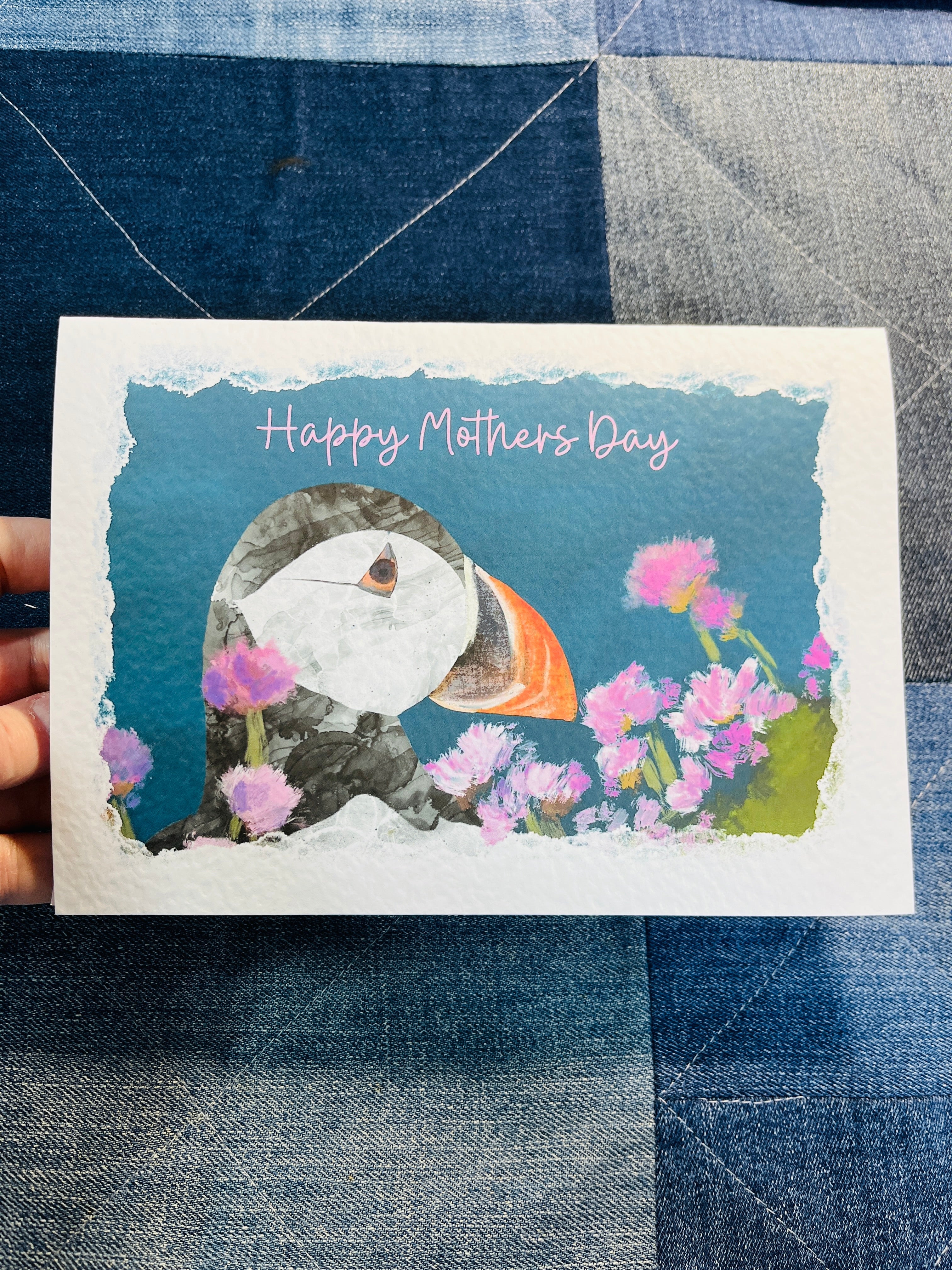 Greetings Card | Wildflower Puffin - Personalised Birthday Card, Anniversary Card, Valentines Card, Mother’s Day Card - Uphouse Crafts
