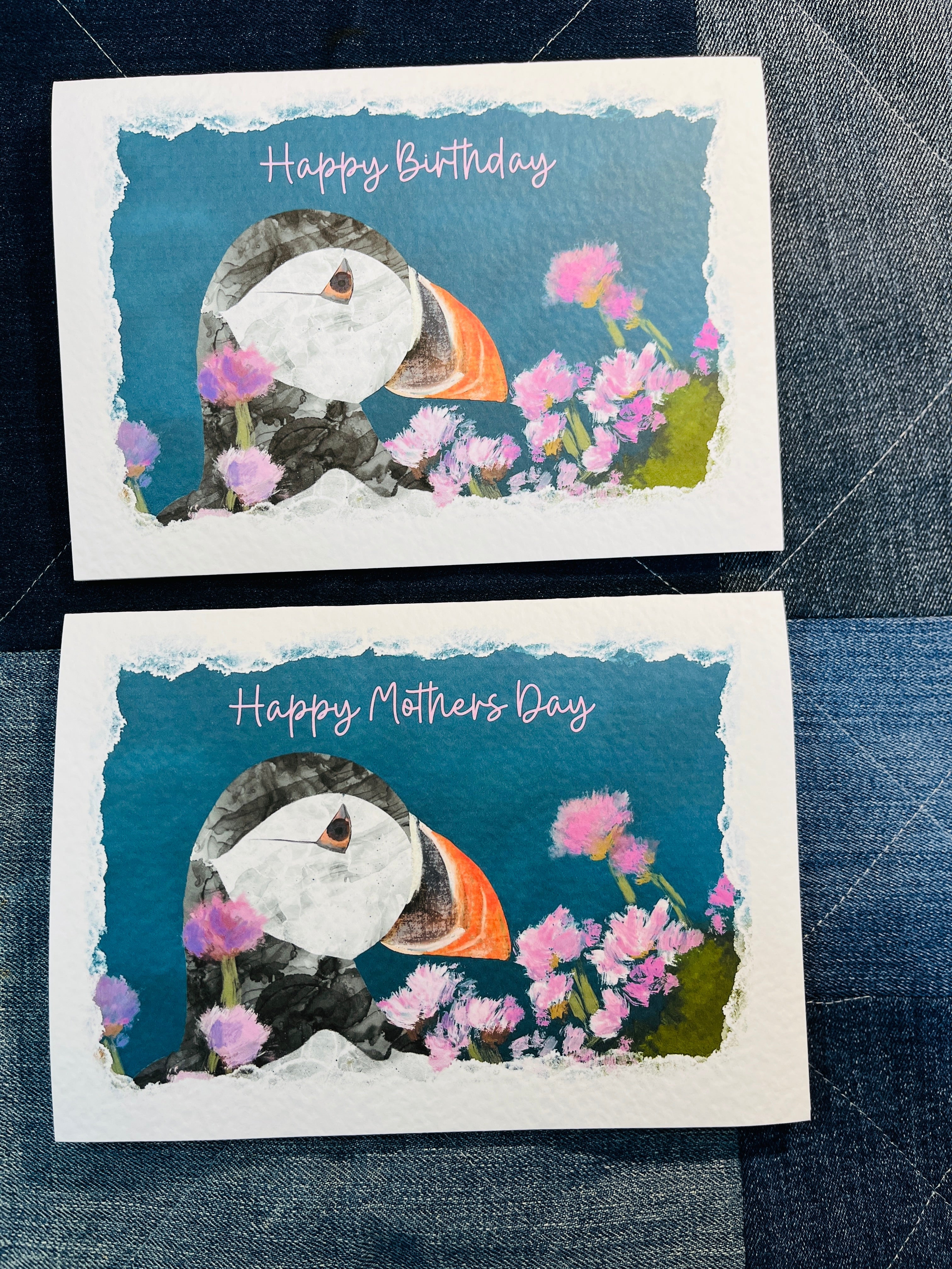 Greetings Card | Wildflower Puffin - Personalised Birthday Card, Anniversary Card, Valentines Card, Mother’s Day Card - Uphouse Crafts