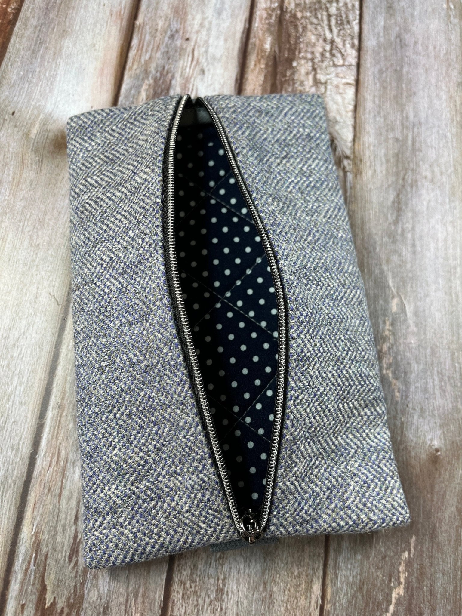 Grey Shetland Tweed Notebook Pencil Case - Uphouse Crafts