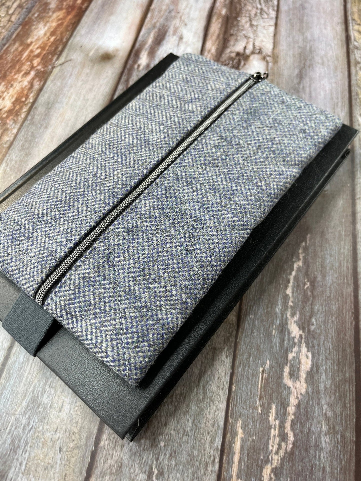 Grey Shetland Tweed Notebook Pencil Case - Uphouse Crafts