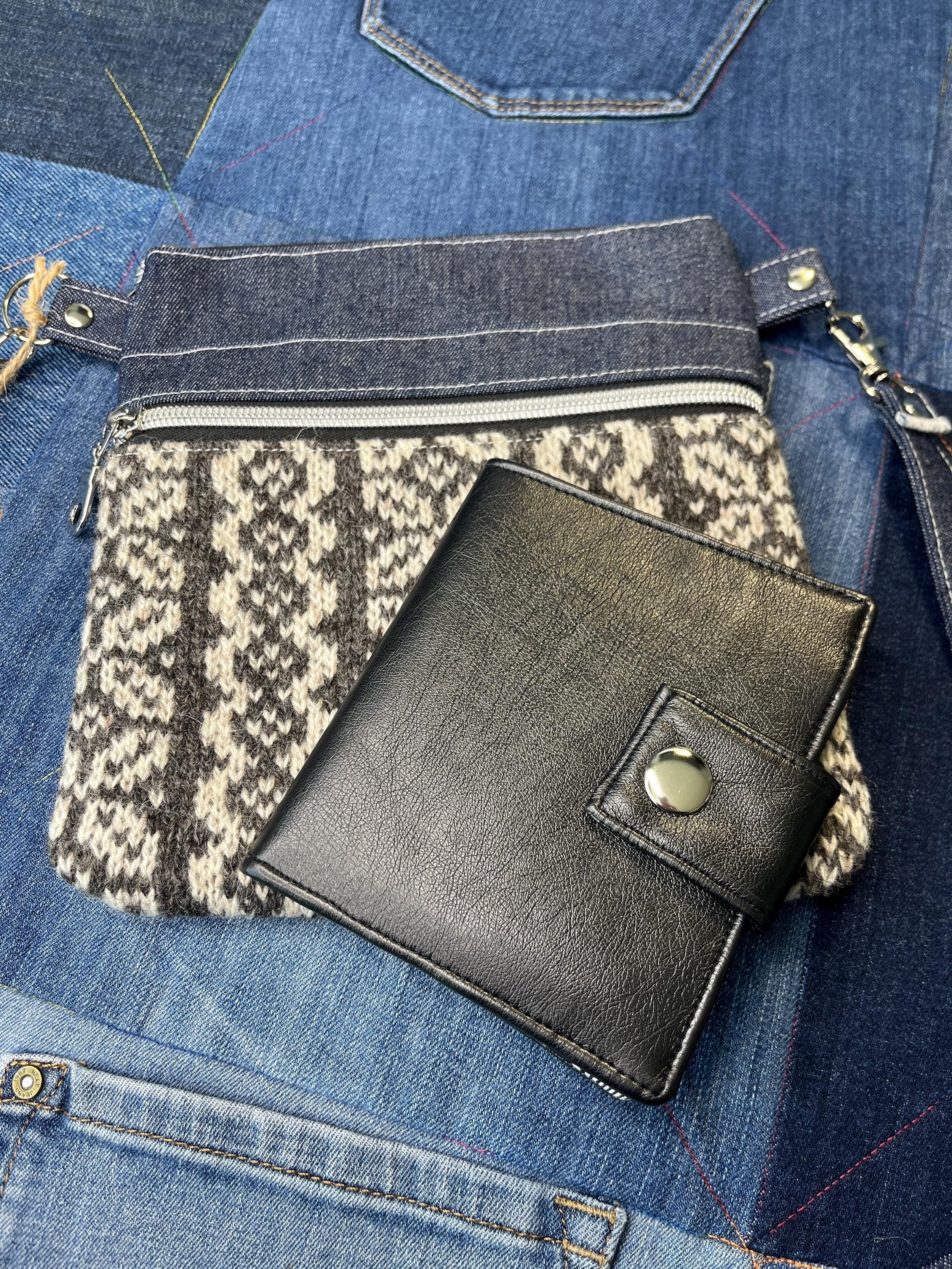 Grey Shetland Wool Denim Crossbody Bag - Uphouse Crafts