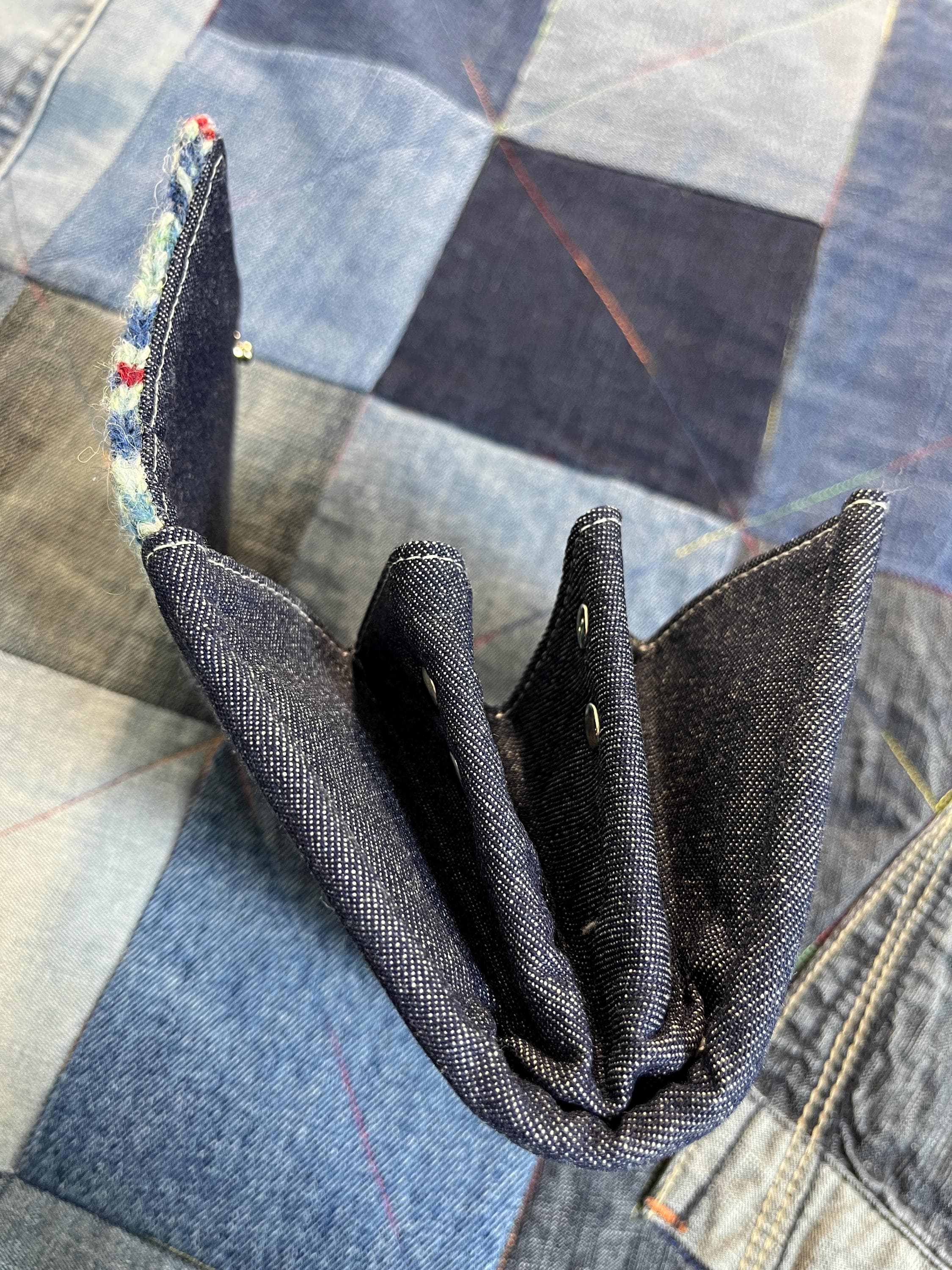 Hand Knitted Fair Isle Purse | Blue Burgundy - Uphouse Crafts