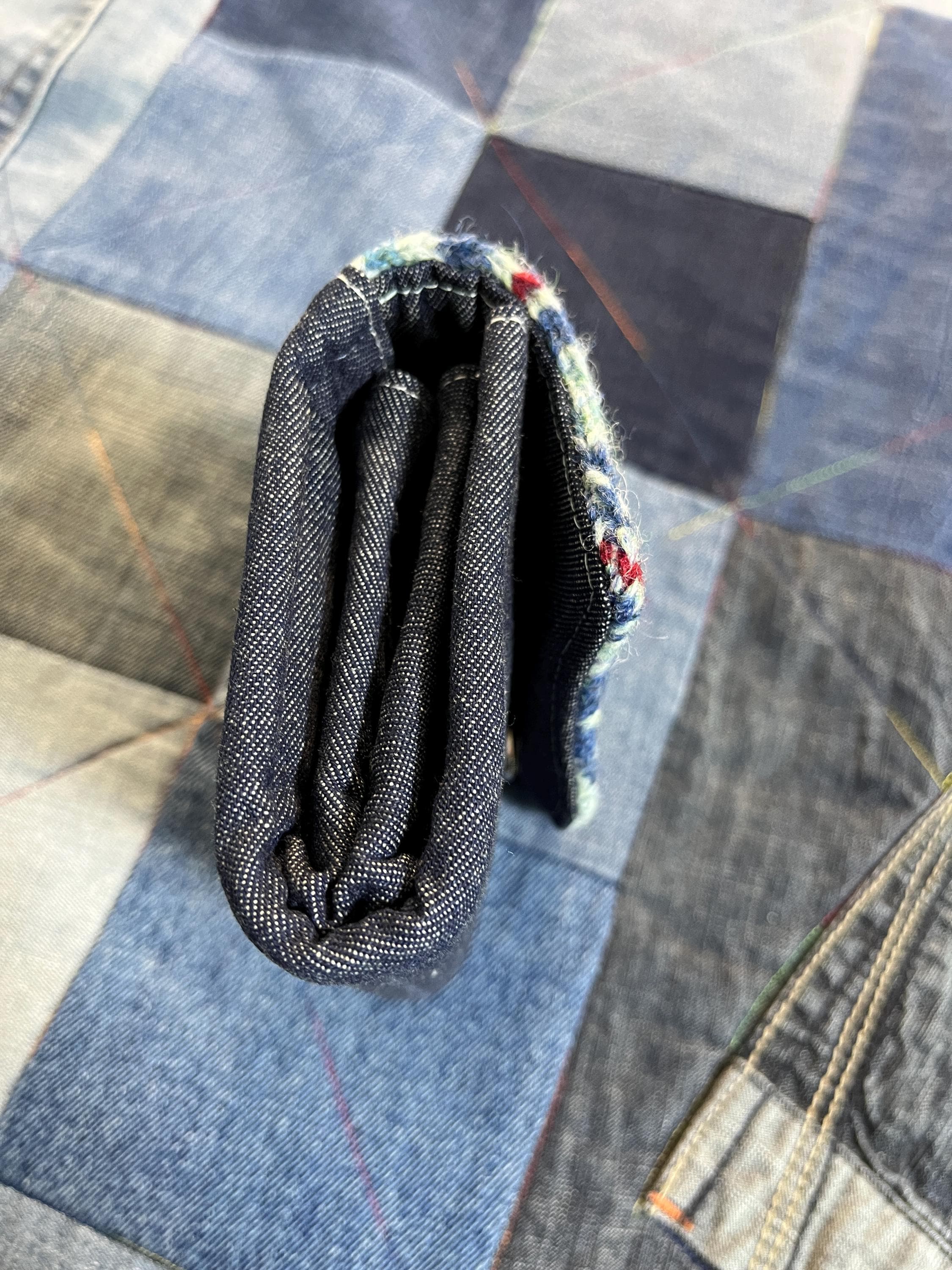 Hand Knitted Fair Isle Purse | Blue Burgundy - Uphouse Crafts