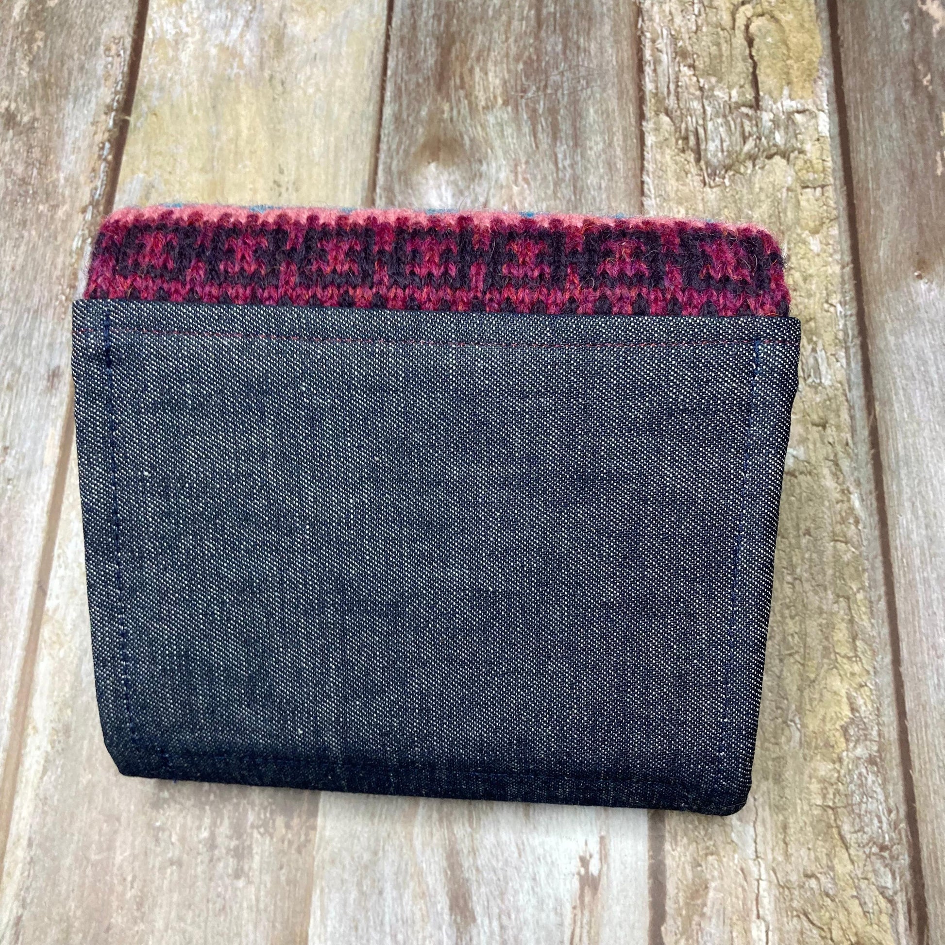 Hand knitted Fair Isle Purse Clutch | Purple Dusky Pink Teal - Uphouse Crafts