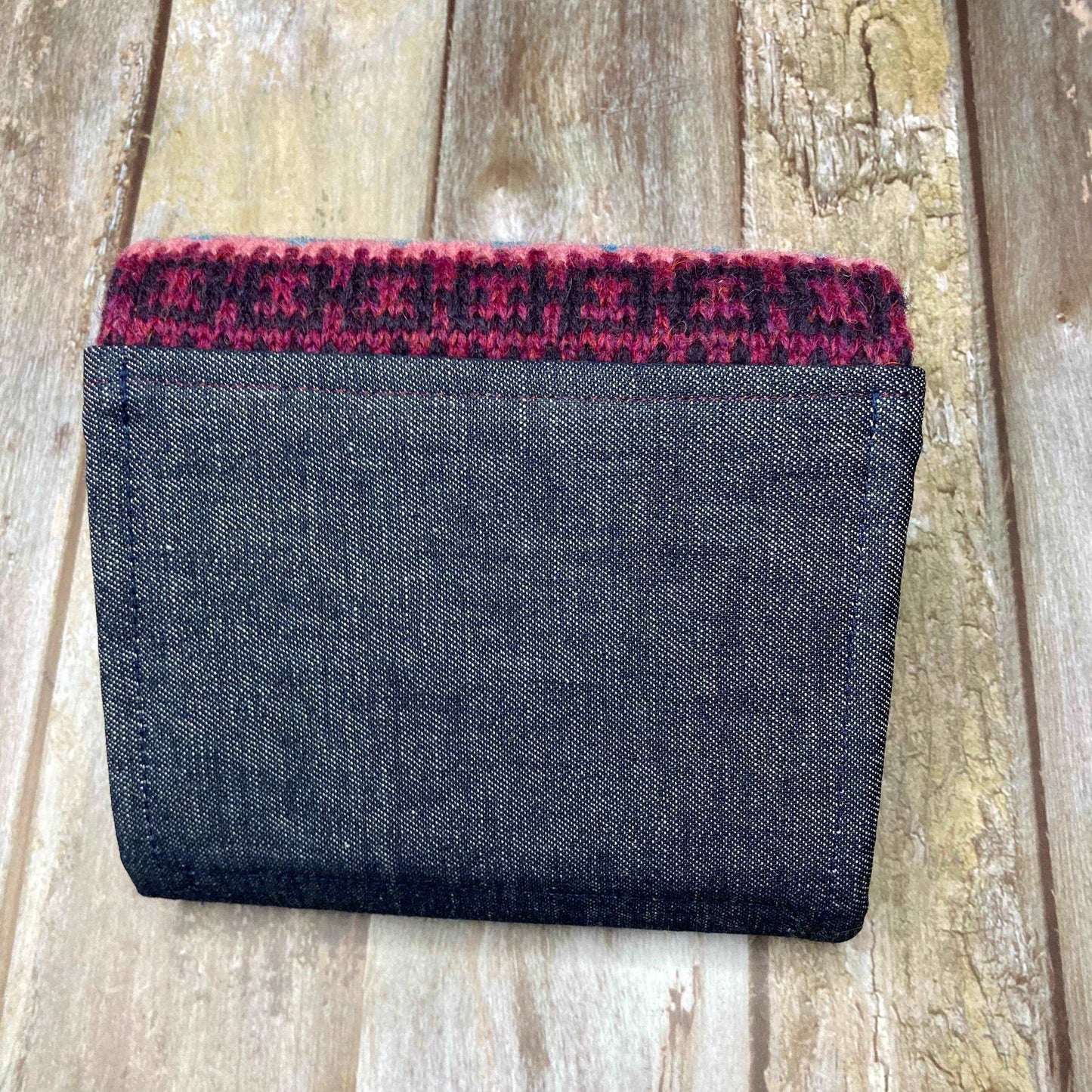 Hand knitted Fair Isle Purse Clutch | Purple Dusky Pink Teal