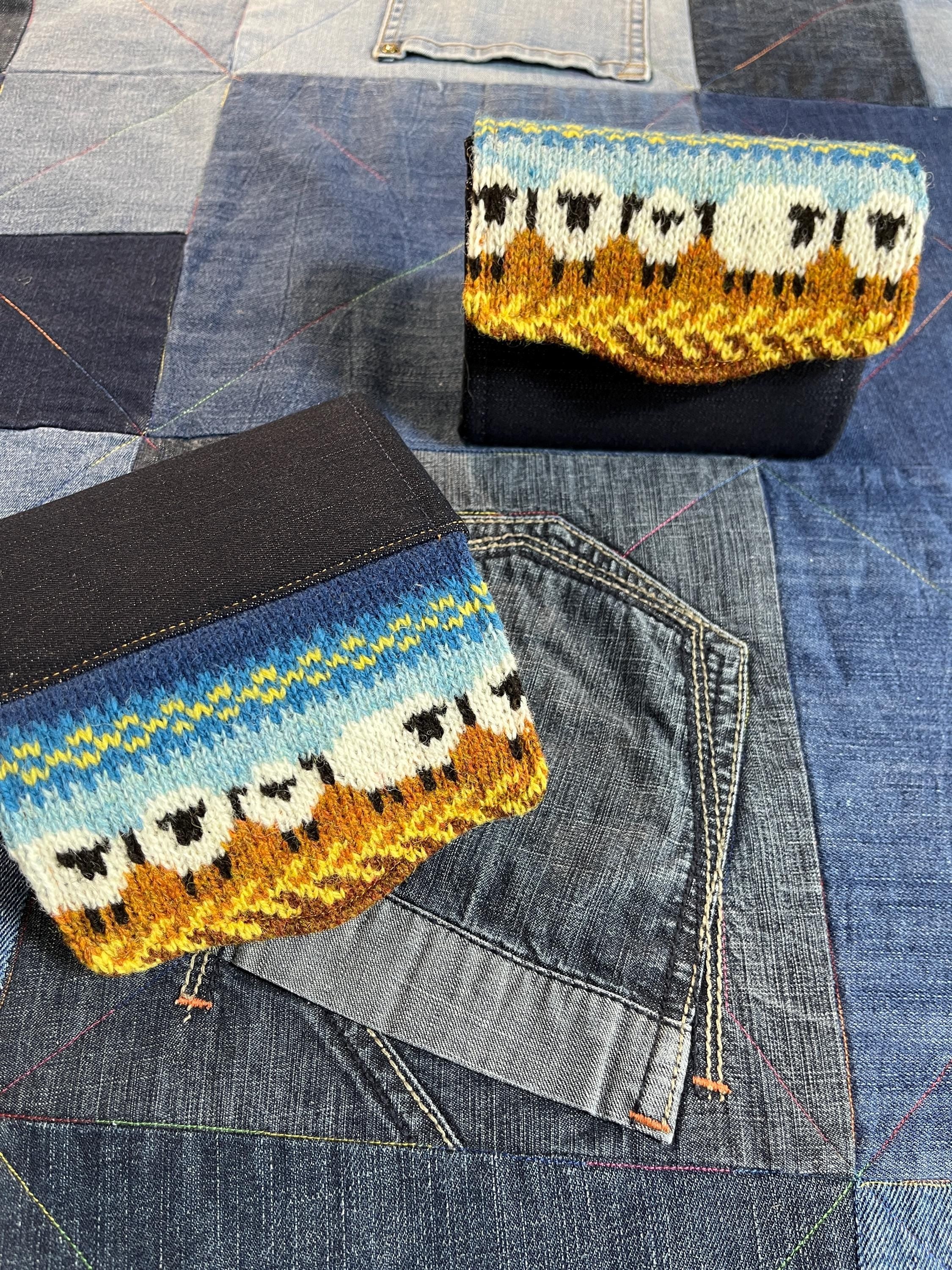 Hand Knitted Fair Isle Purse | Mustard Sheep - Uphouse Crafts