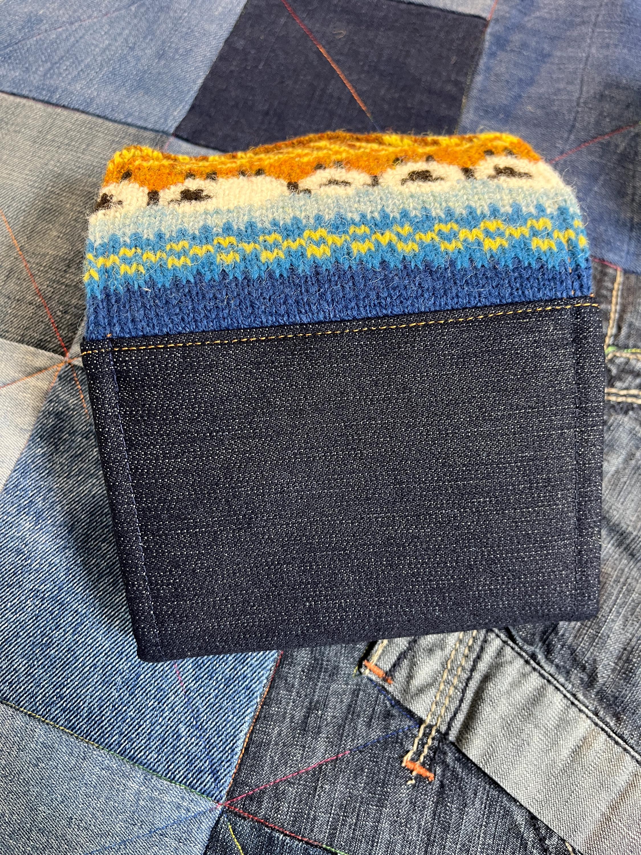 Hand Knitted Fair Isle Purse | Mustard Sheep - Uphouse Crafts