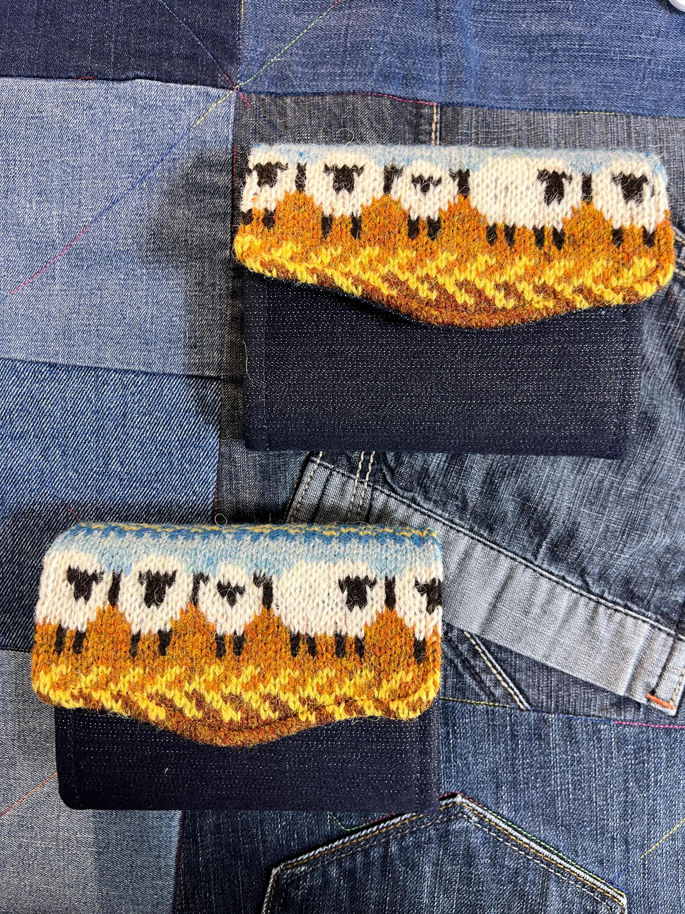 Hand Knitted Fair Isle Purse | Mustard Sheep - Uphouse Crafts