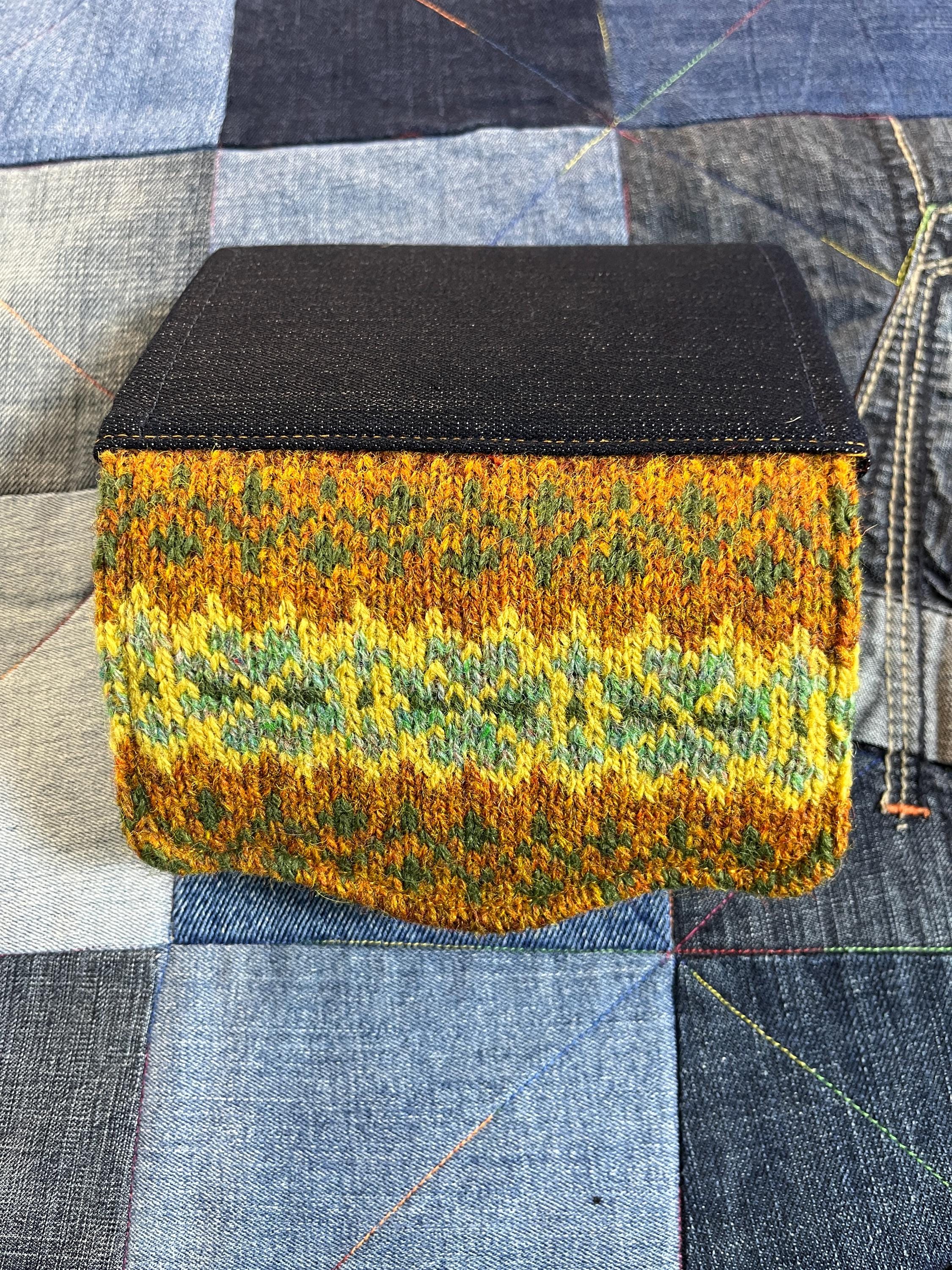 Hand Knitted Fair Isle Purse | Mustard Turquoise - Uphouse Crafts