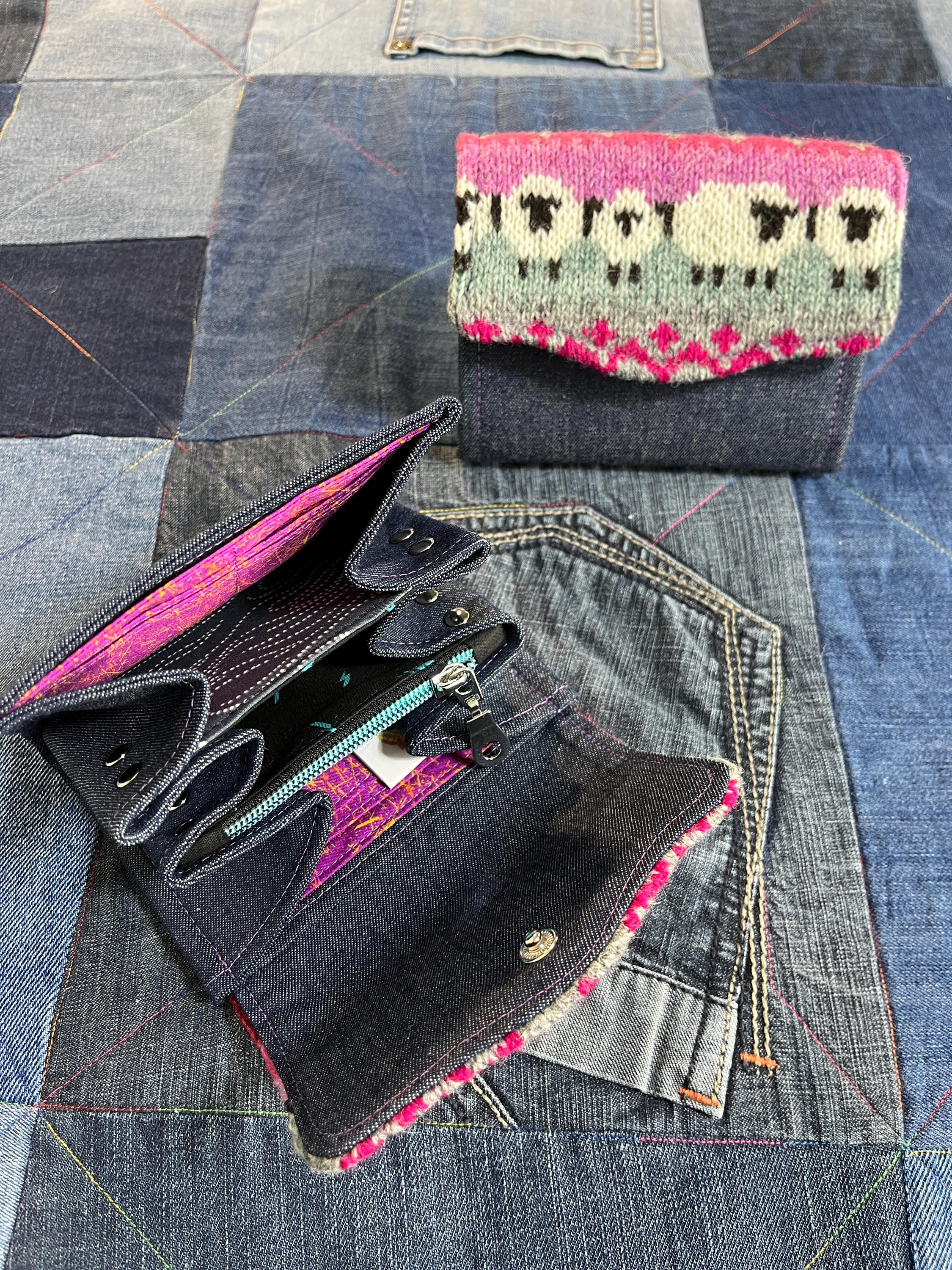 Hand Knitted Fair Isle Purse | Pink Sheep Wool - Uphouse Crafts