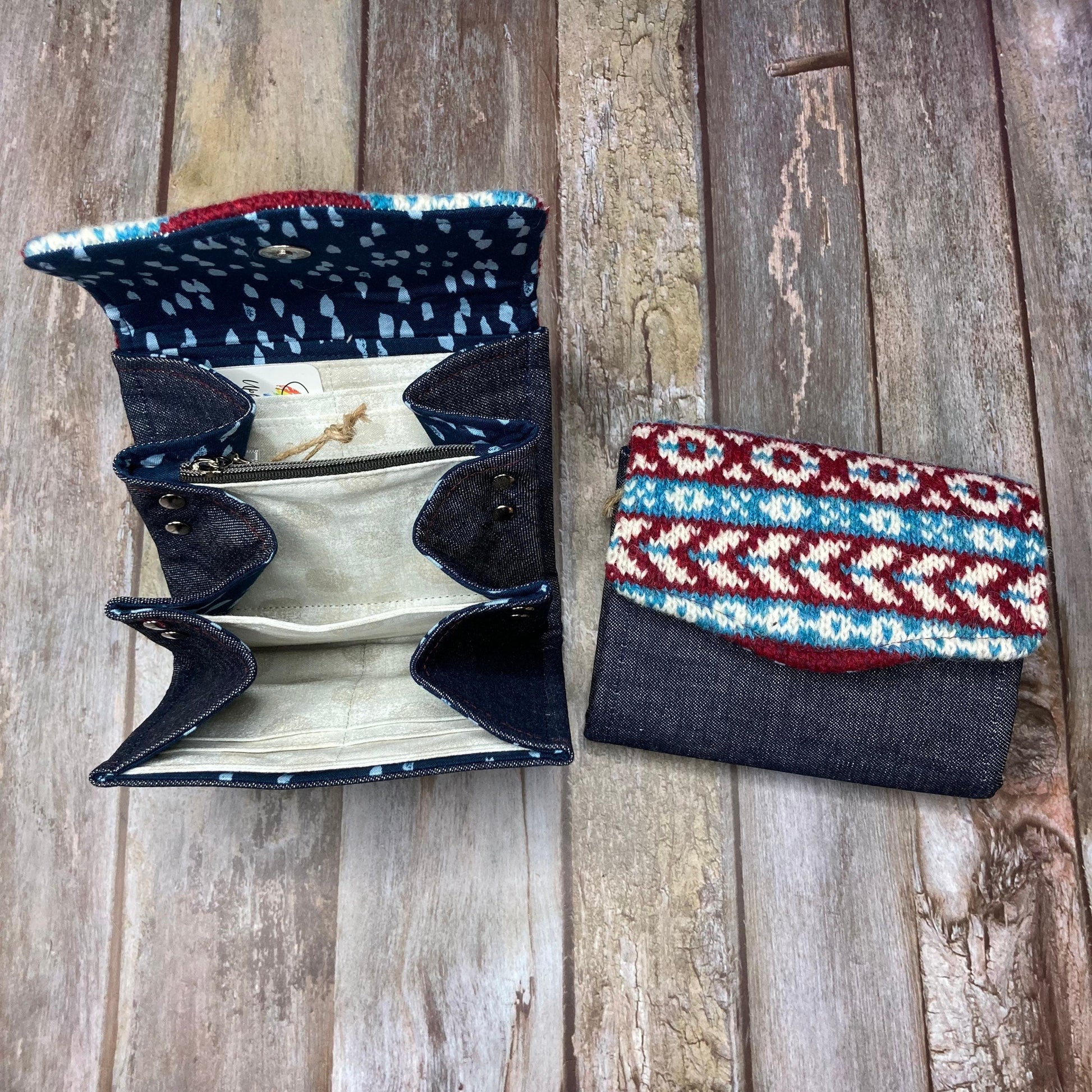 Handknitted Fair Isle Purse | Blue Red