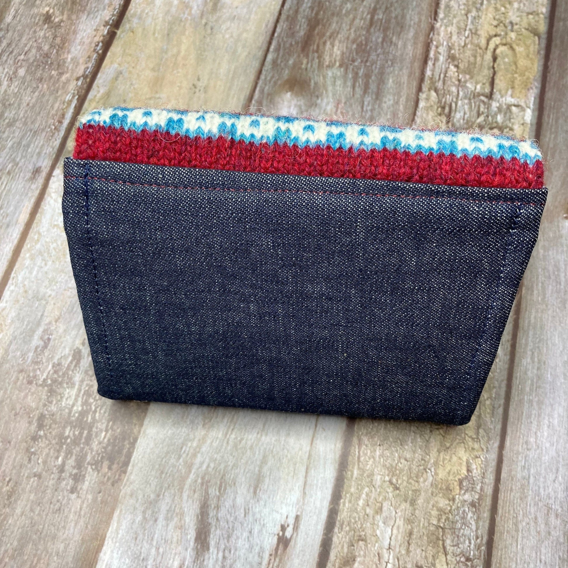 Handknitted Fair Isle Purse | Blue Red