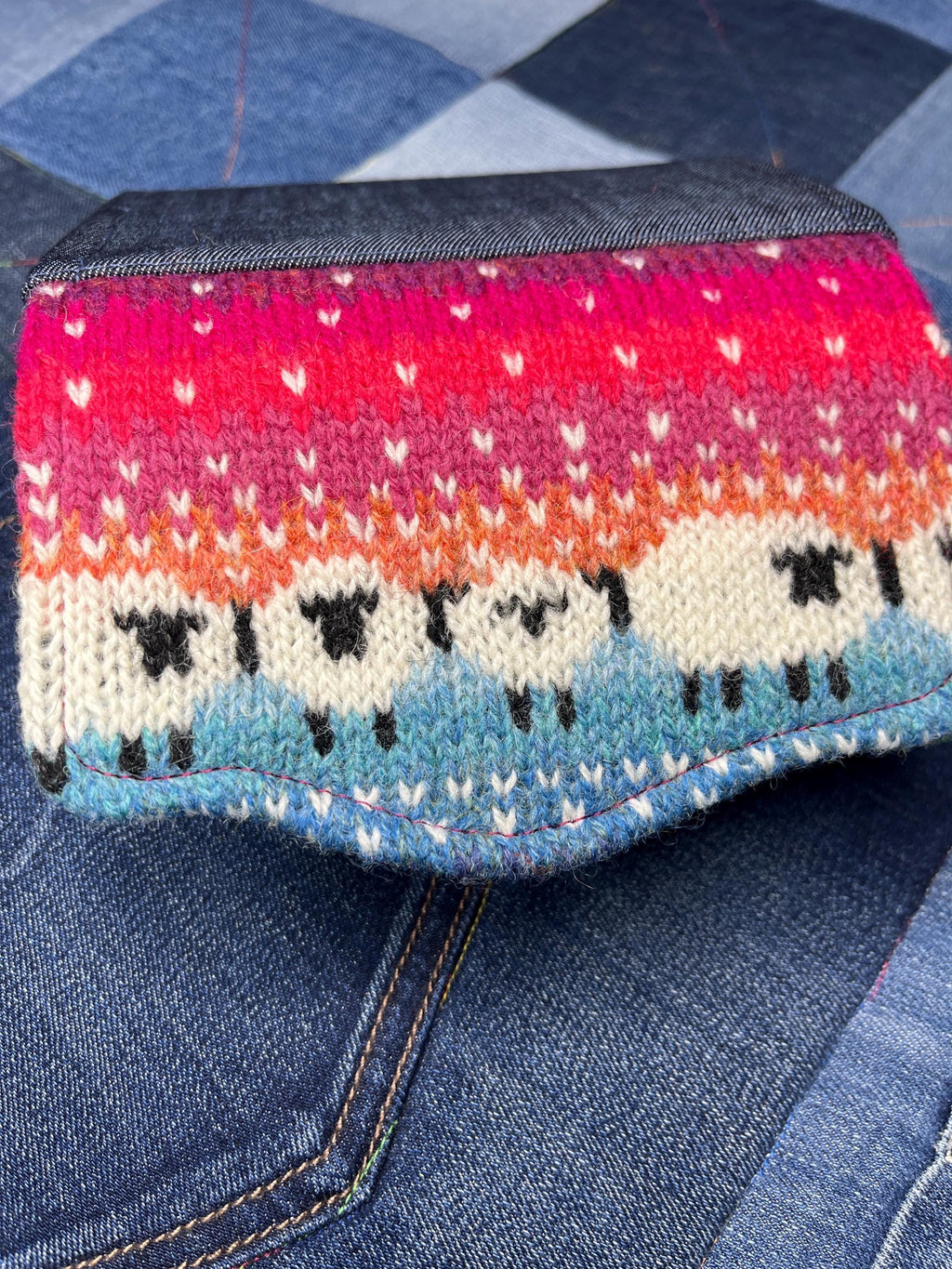 Handknitted Fair Isle Purse | Sunset Sheep - Uphouse Crafts