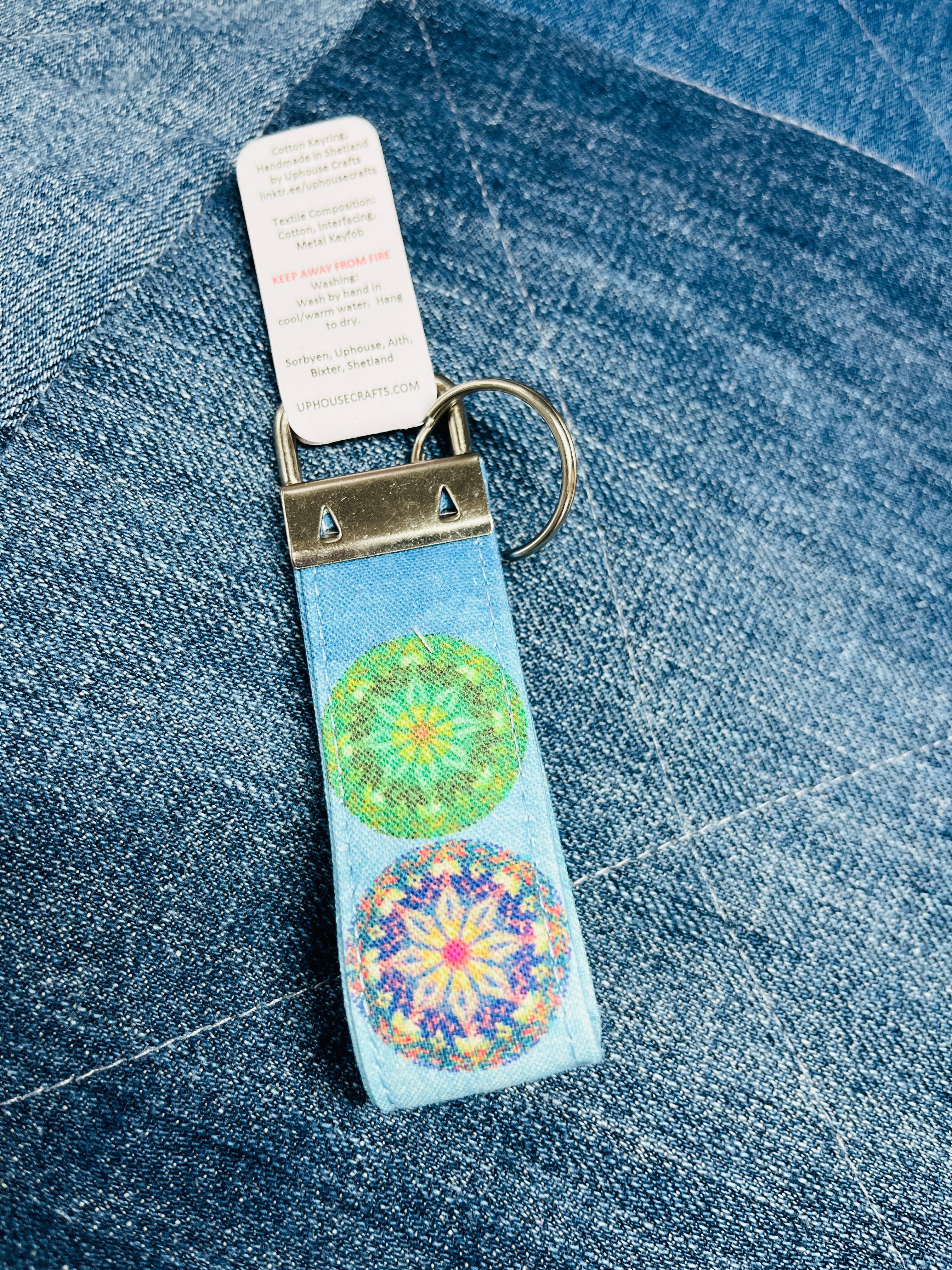 Handmade Cotton Fair Isle Design Keyring - Uphouse Crafts