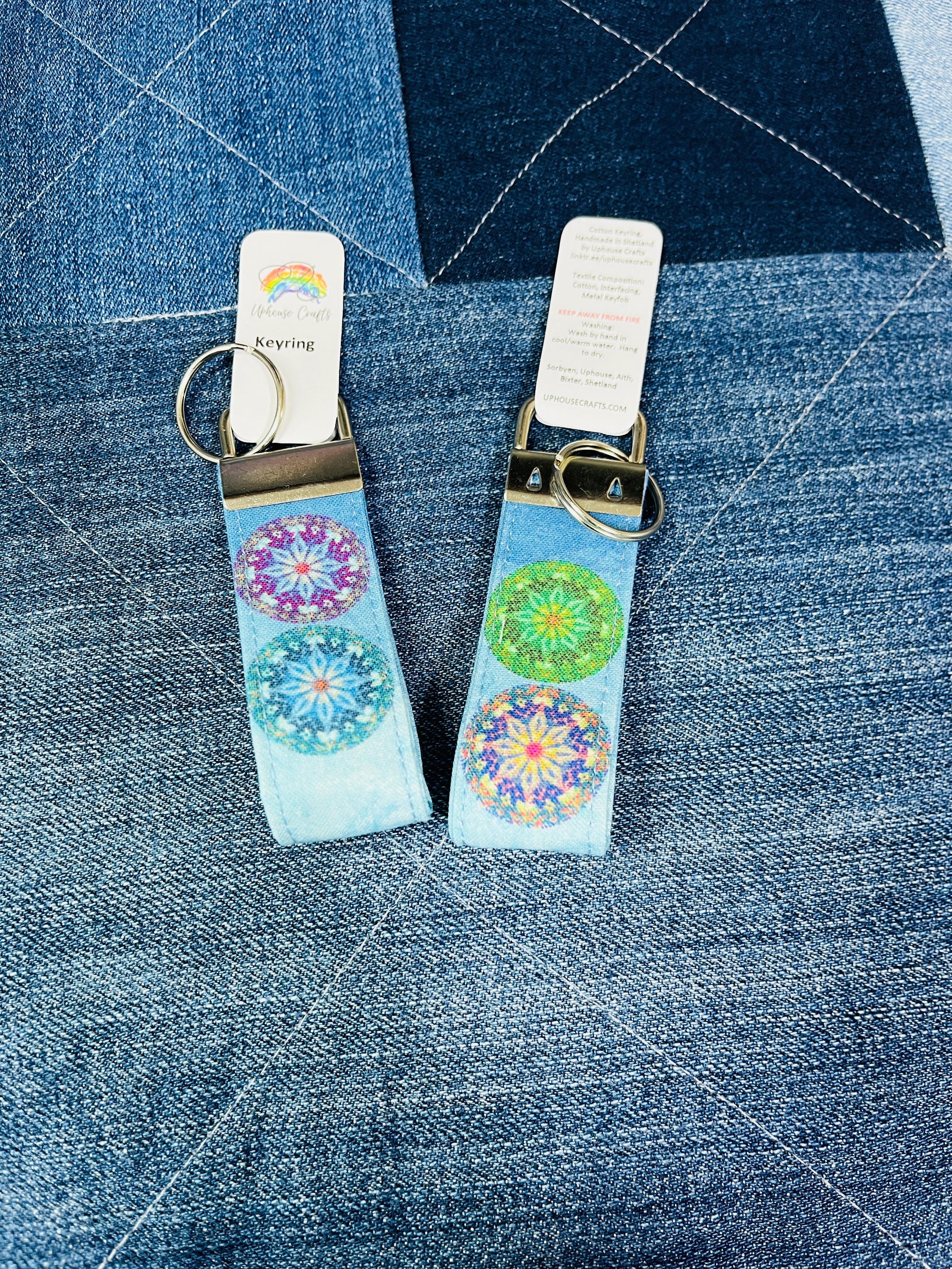 Handmade Cotton Fair Isle Design Keyring - Uphouse Crafts