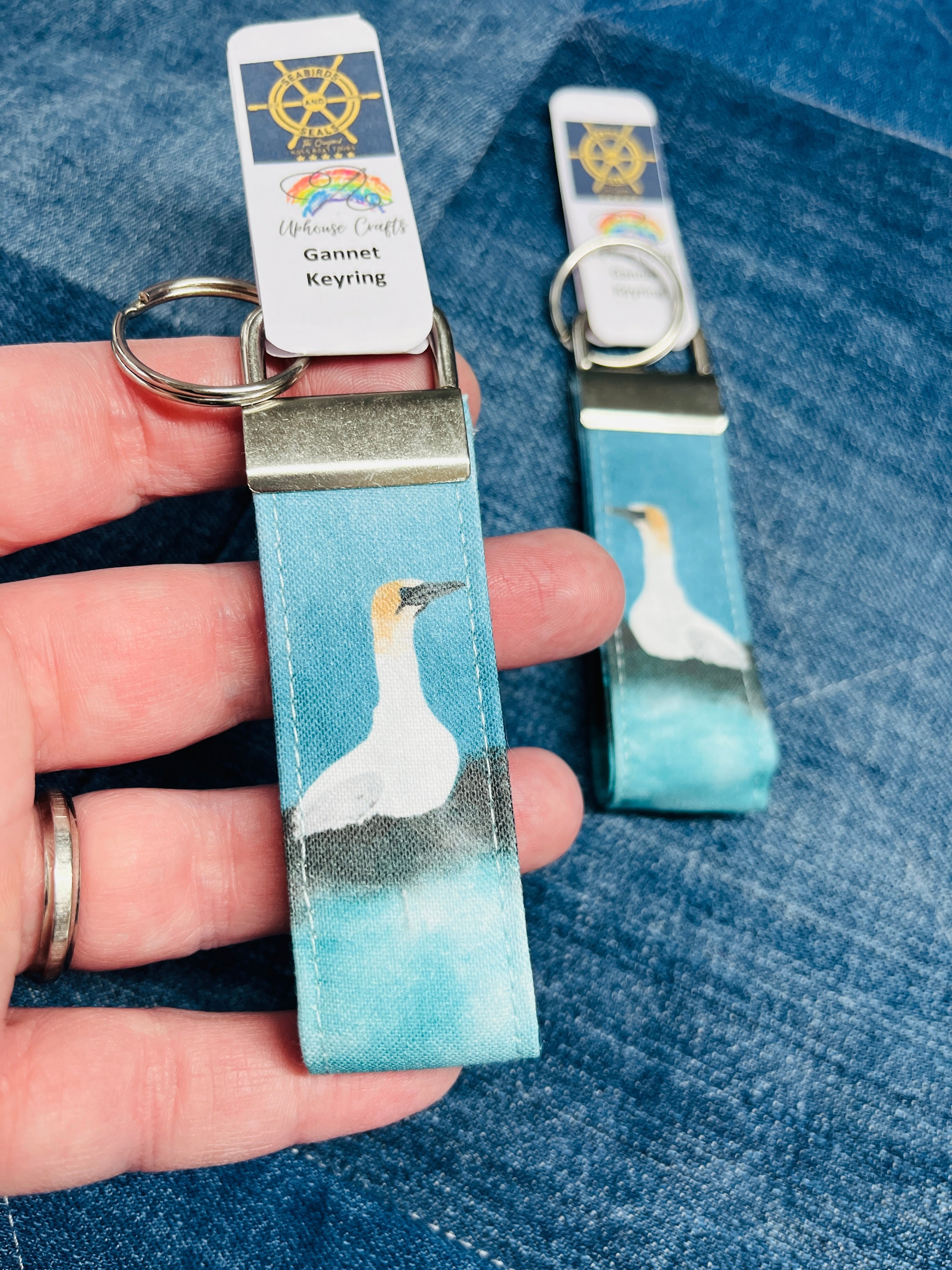 Handmade Cotton Gannet Keyring - collaboration with Seabirds - and - Seals The Original Noss Boat Tours - Uphouse Crafts