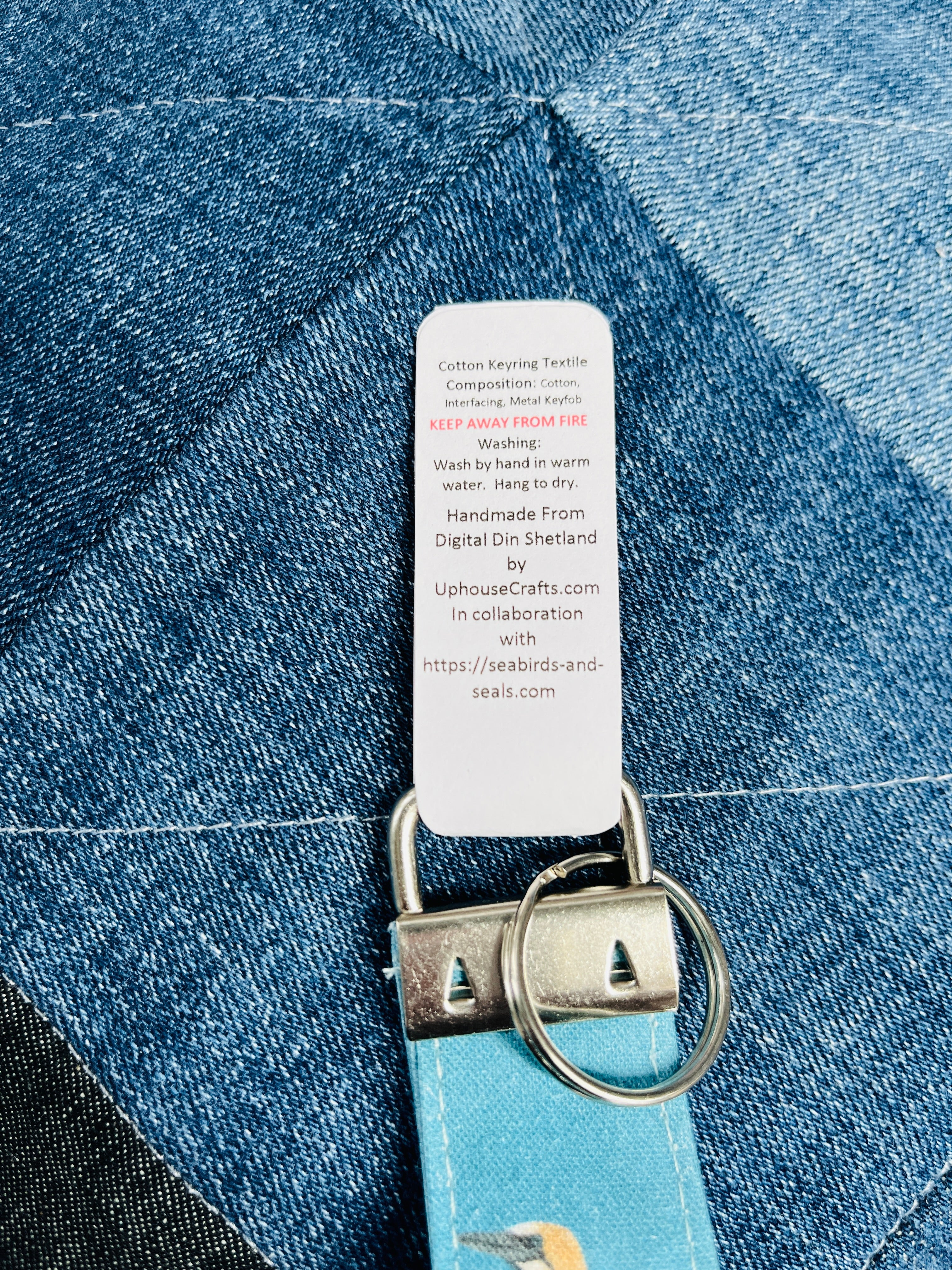 Handmade Cotton Gannet Keyring - collaboration with Seabirds - and - Seals The Original Noss Boat Tours - Uphouse Crafts