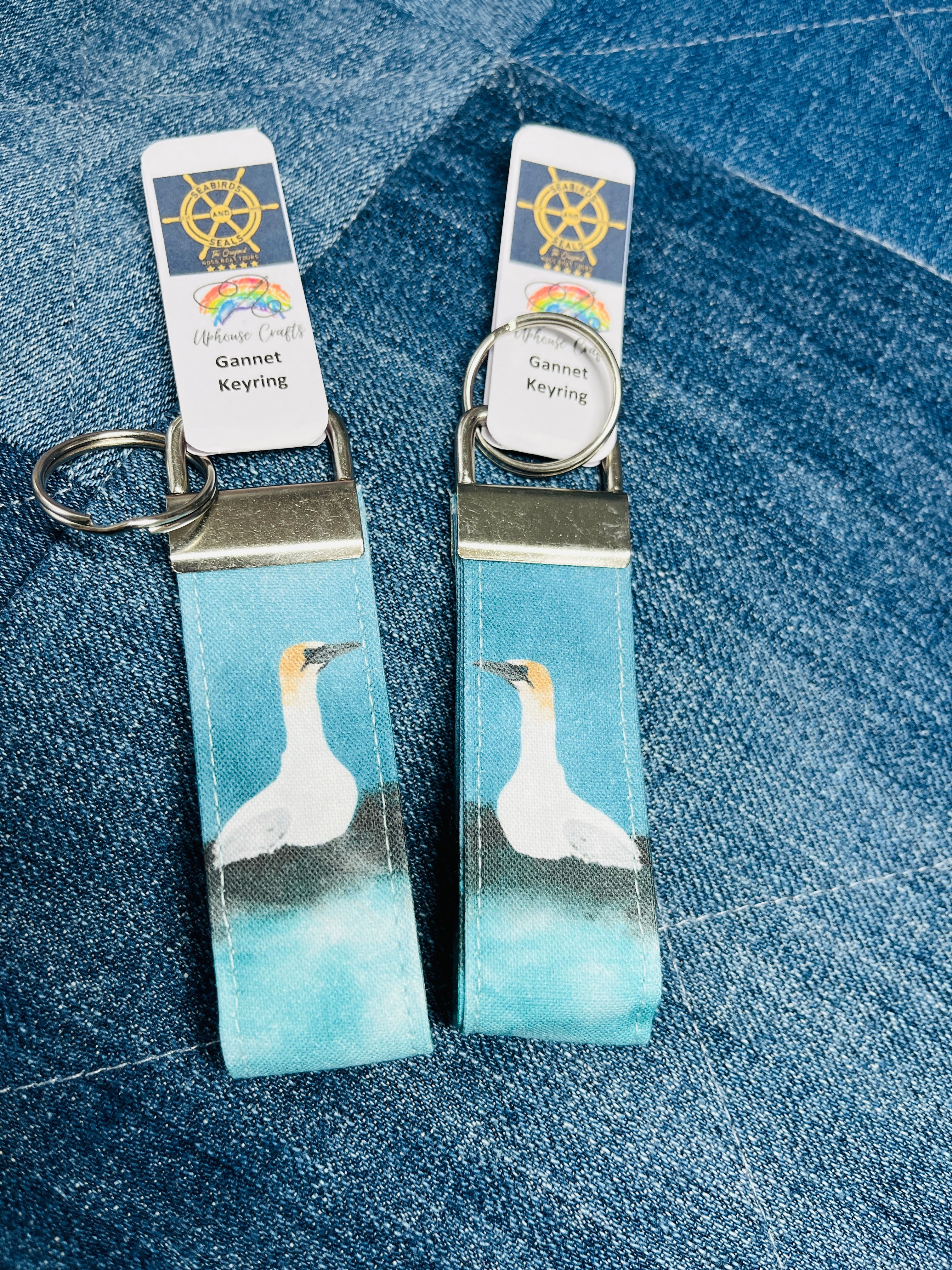 Handmade Cotton Gannet Keyring - collaboration with Seabirds - and - Seals The Original Noss Boat Tours - Uphouse Crafts