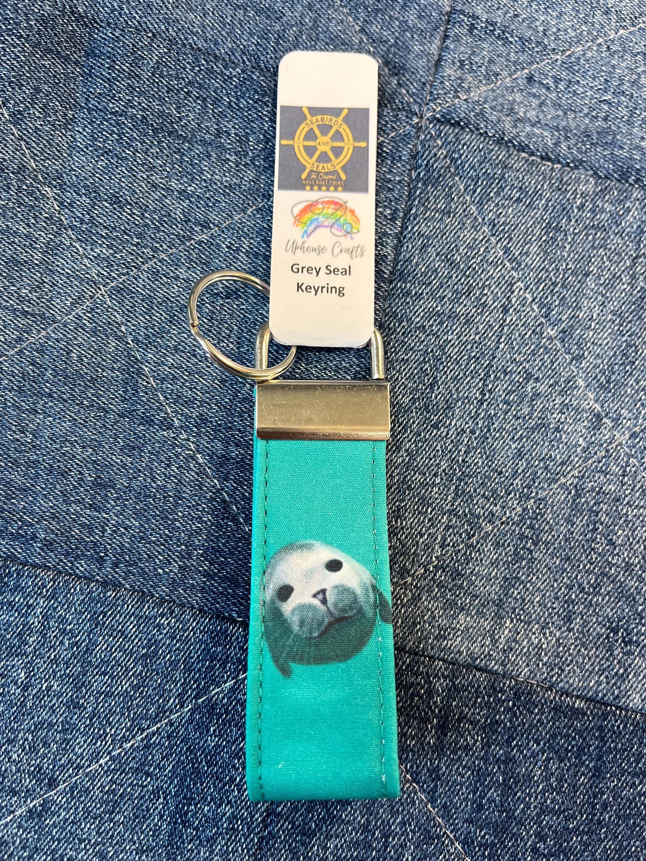 Handmade Cotton Grey Seal Keyring - collaboration with Seabirds - and - Seals The Original Noss Boat Tours - Uphouse Crafts