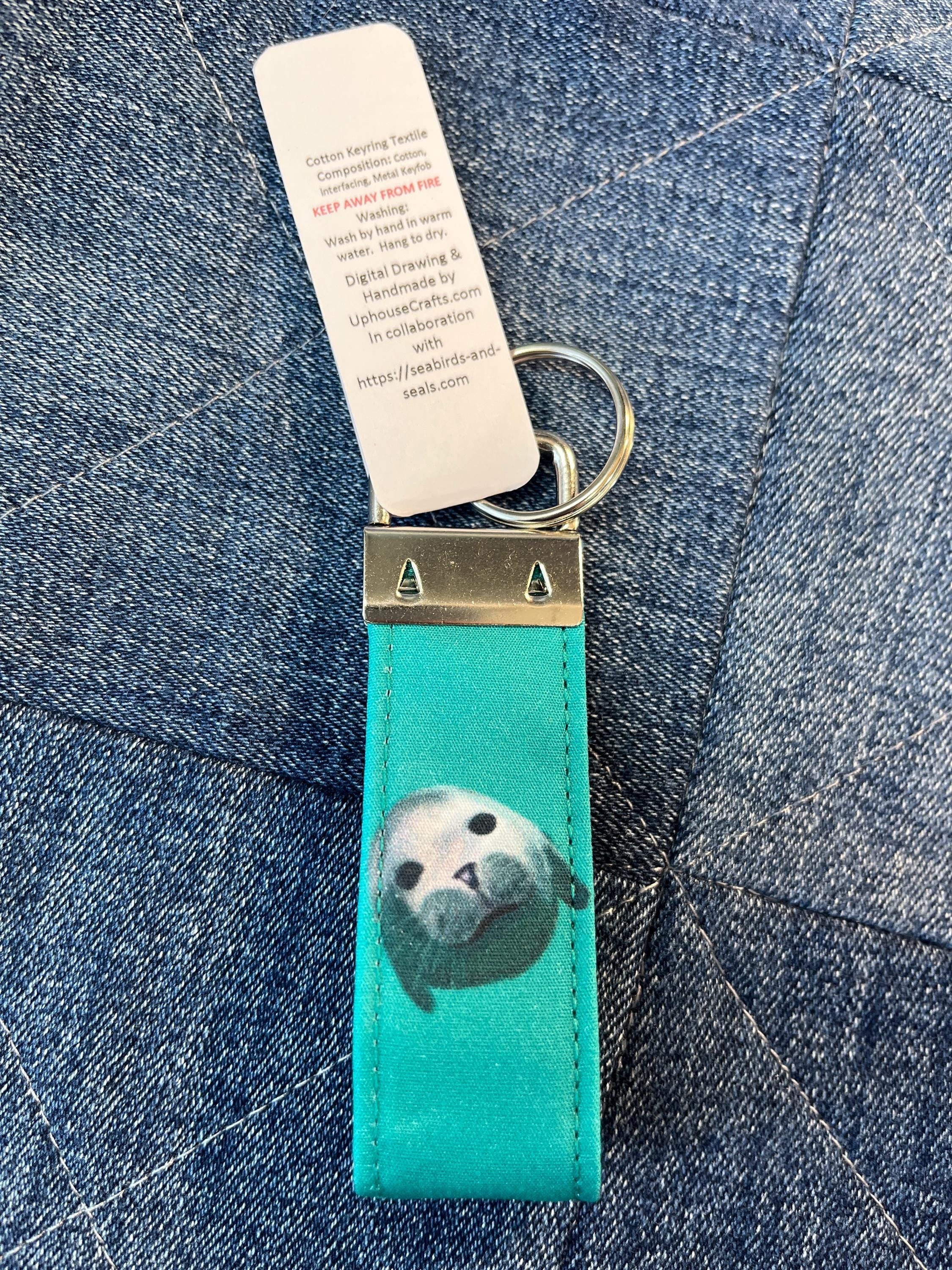 Handmade Cotton Grey Seal Keyring - collaboration with Seabirds - and - Seals The Original Noss Boat Tours - Uphouse Crafts