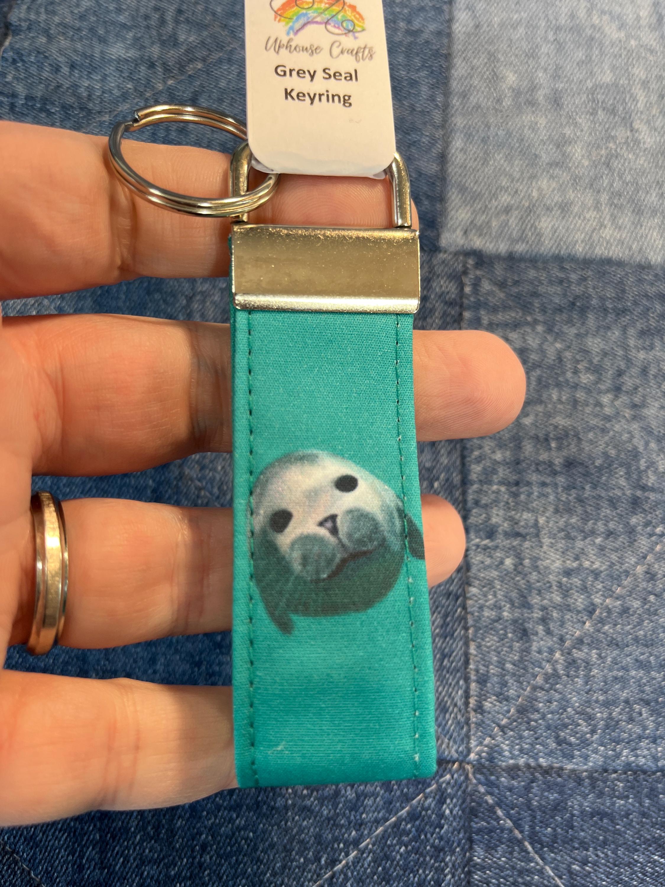 Handmade Cotton Grey Seal Keyring - collaboration with Seabirds - and - Seals The Original Noss Boat Tours - Uphouse Crafts