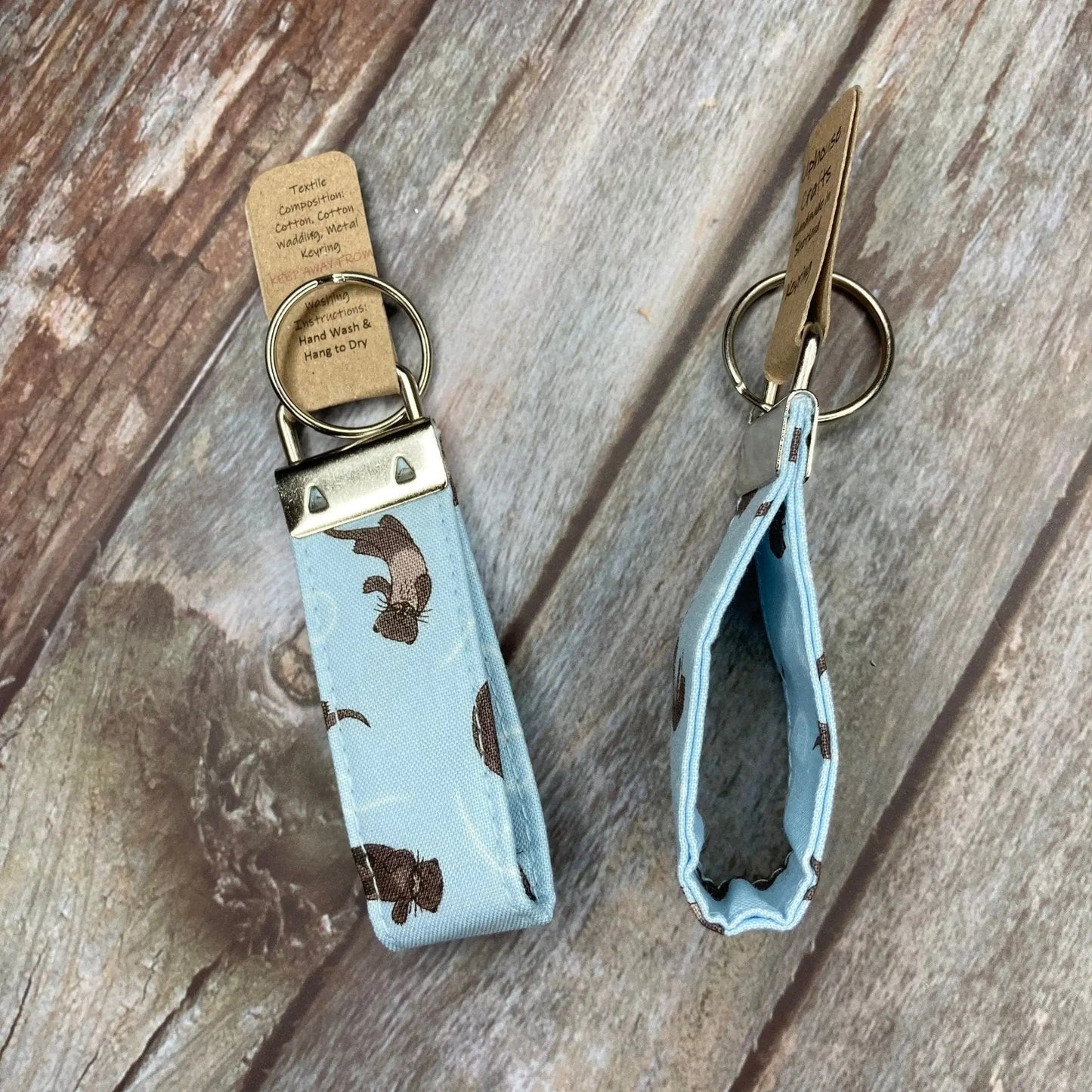 Handmade Cotton Otter Keyring - Black & Blue