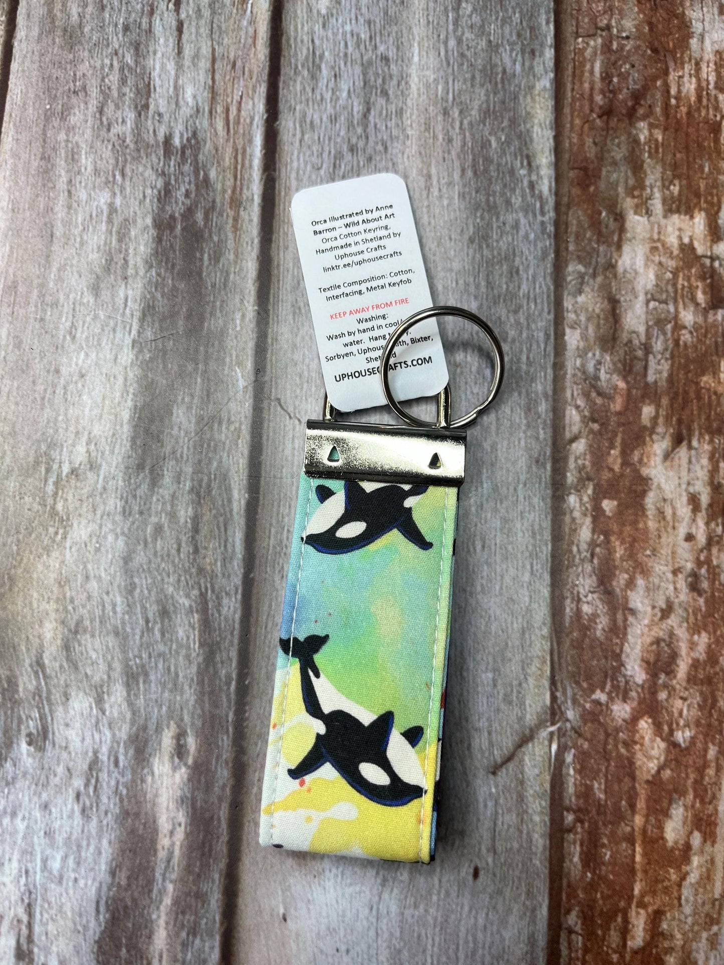 Handmade Cotton Rainbow Orca Keyring