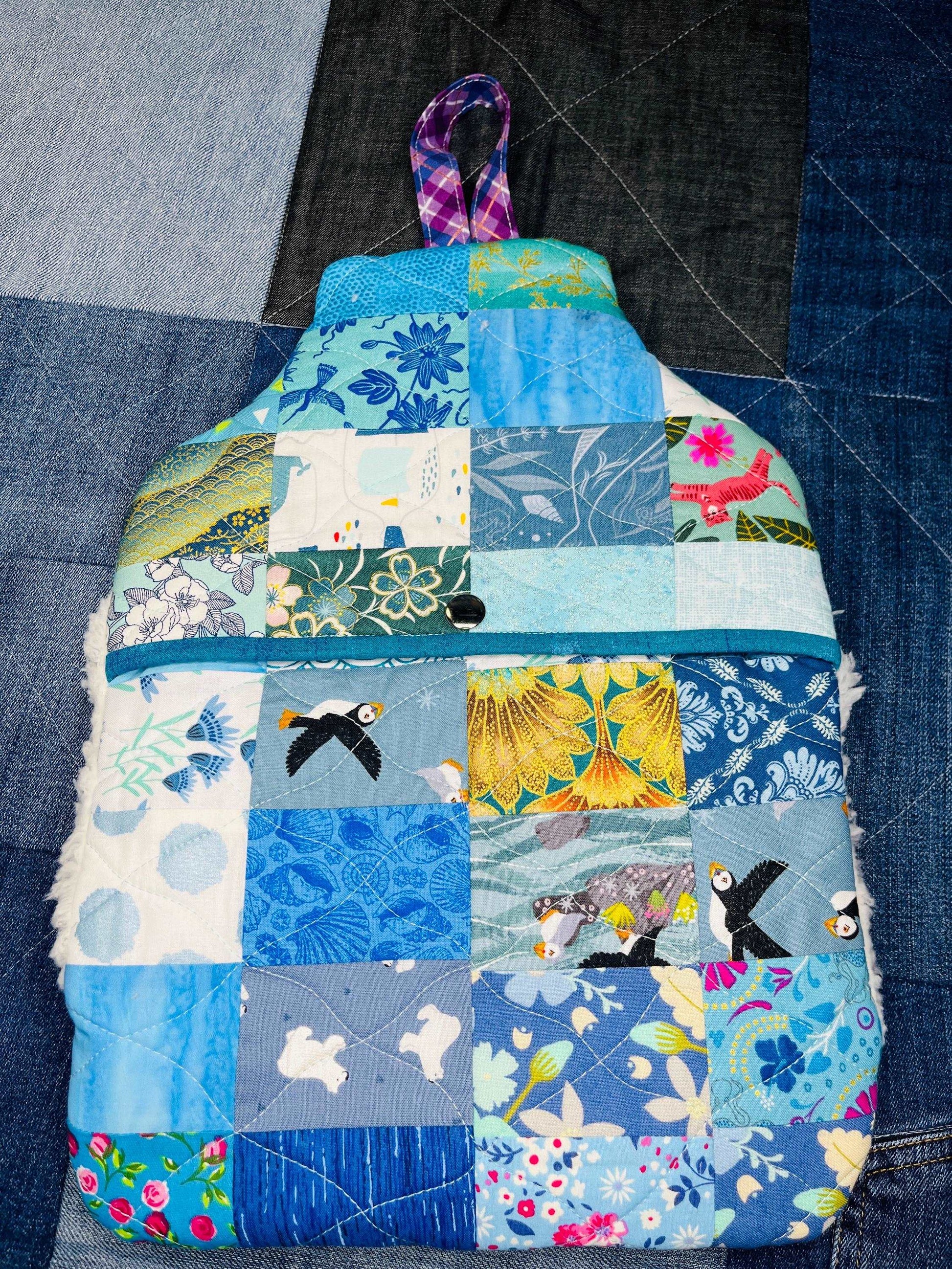 Hot Water Bottle Cover | Blue Mint Patchwork