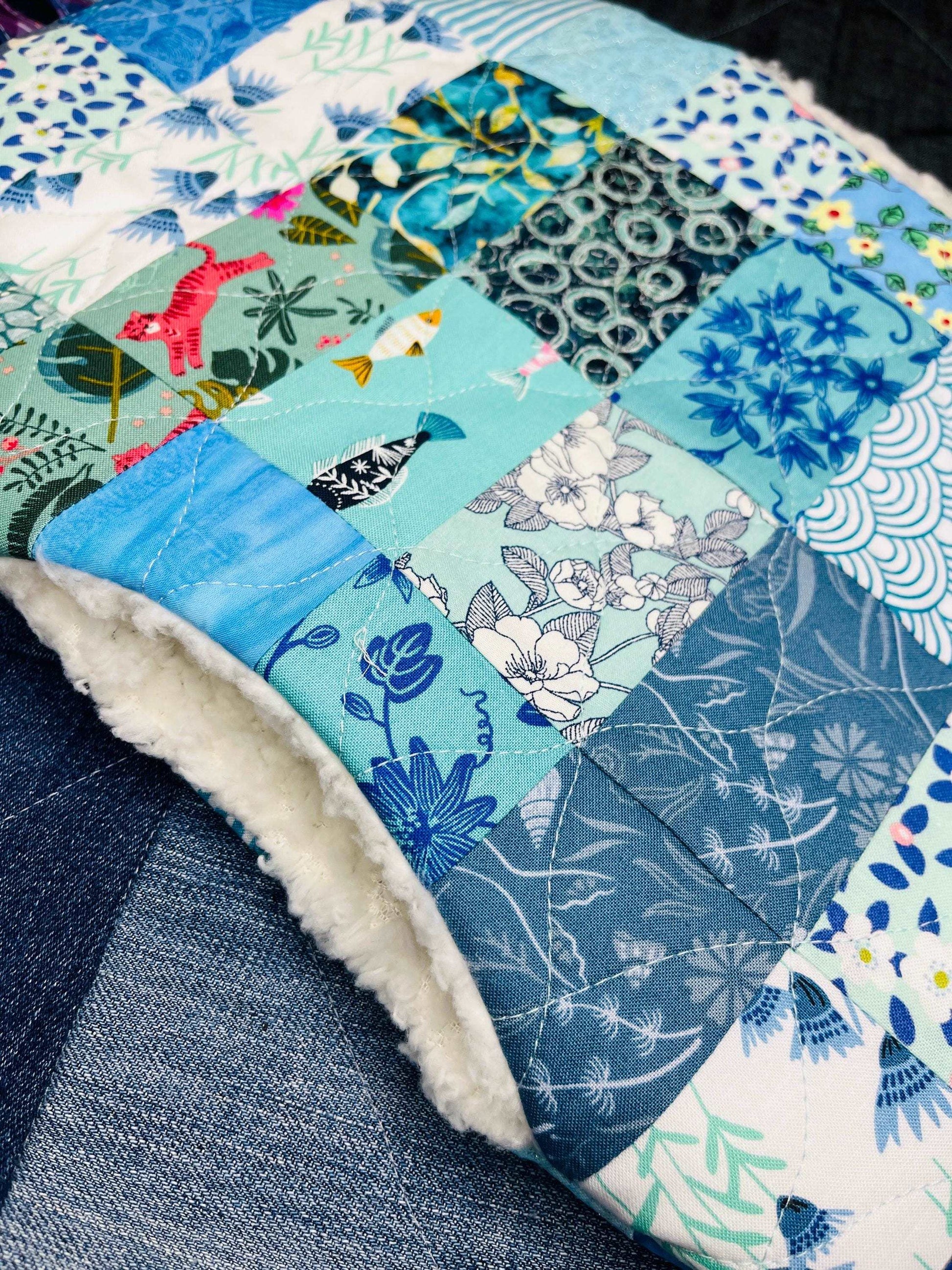 Hot Water Bottle Cover | Blue Mint Patchwork