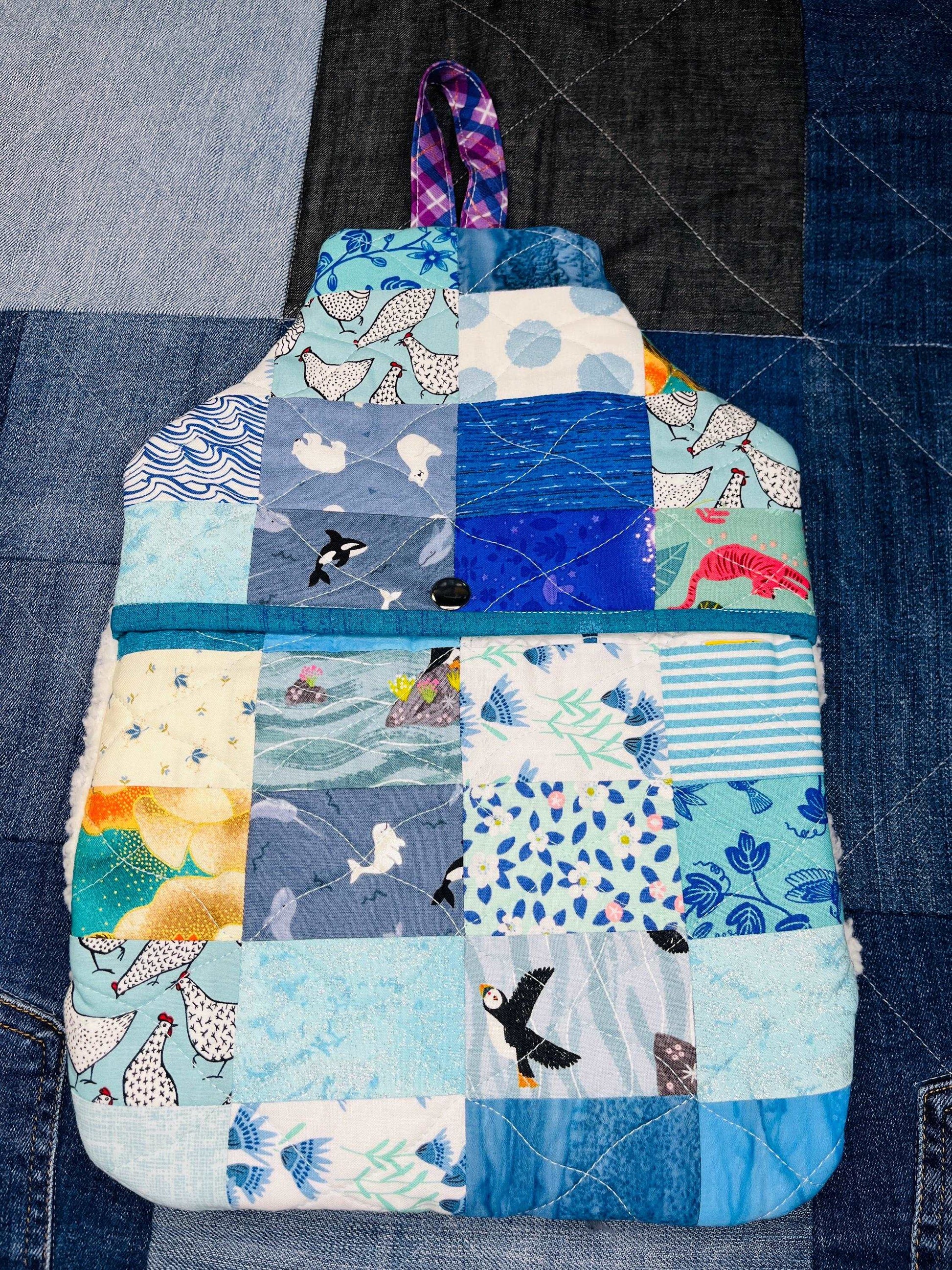 Hot Water Bottle Cover | Blue Mint Patchwork