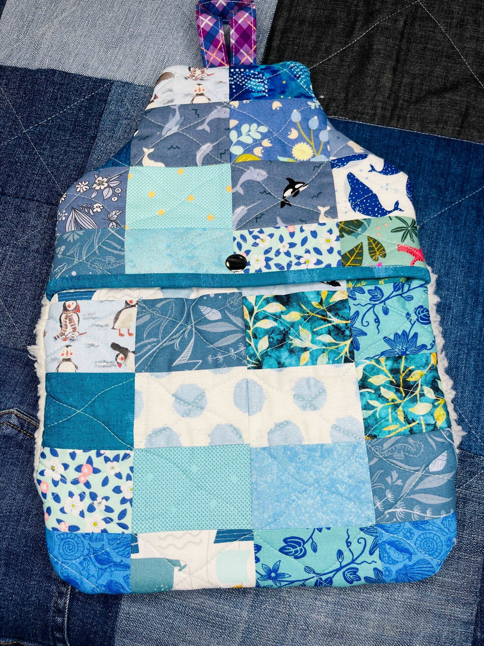 Hot Water Bottle Cover | Blue Mint Patchwork