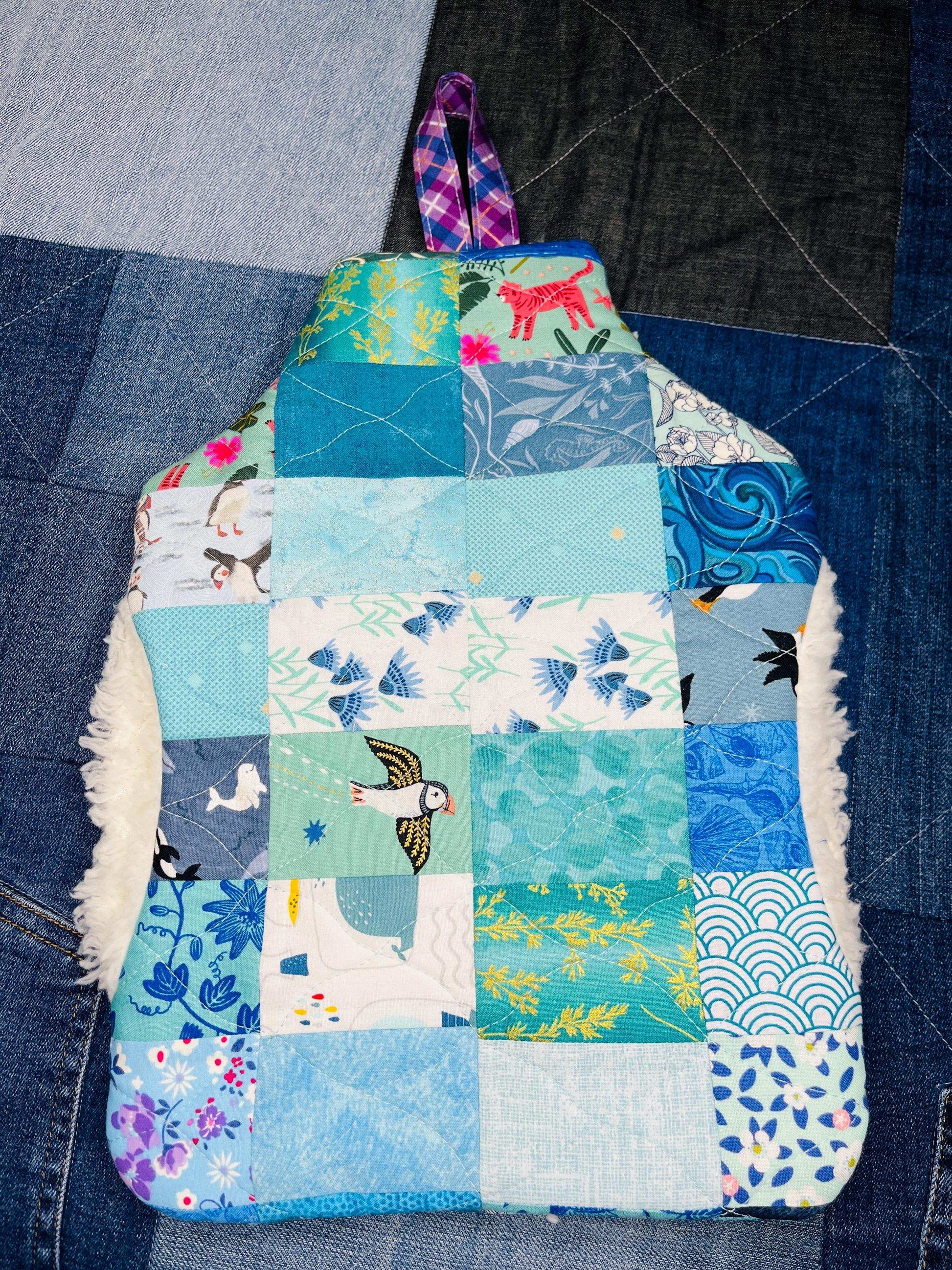 Hot Water Bottle Cover | Blue Mint Patchwork