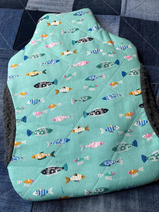 Hot Water Bottle Cover - Mint Fish - Uphouse Crafts