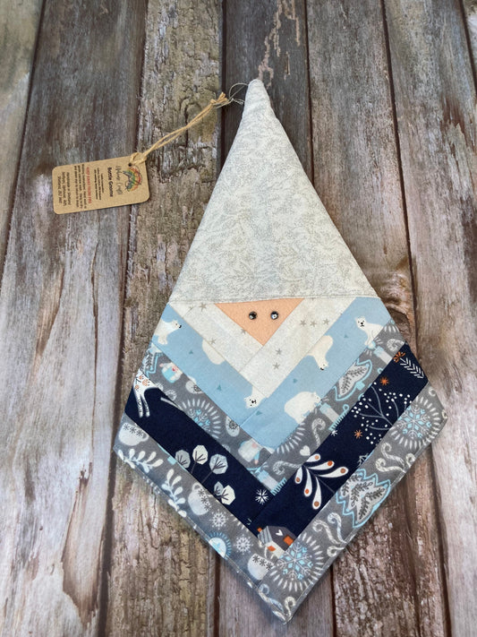 Blue Grey Silver Gnome Bottle Cover - Uphouse Crafts