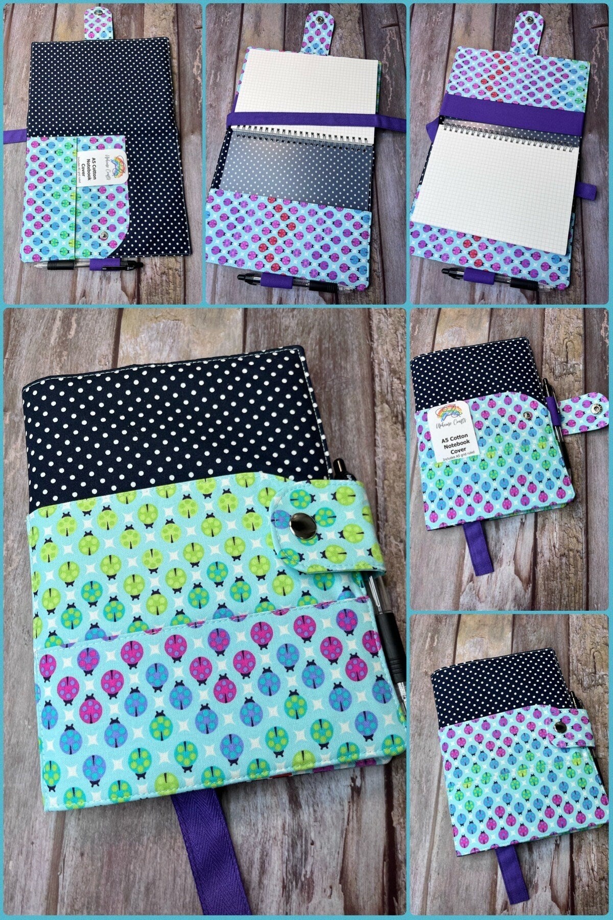 A5 Cotton Covered Grid Rule Notebook - Various - Uphouse Crafts